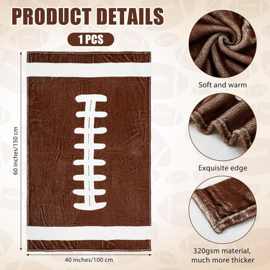 1 Pcs Football Flannel Blanket 40"x60" Football Fleece Throw Blanket for Teen Team Coach Gifts Ball Themed Accessories Decoration for Sport Lovers Birthday Christmas Adult Gift Favors