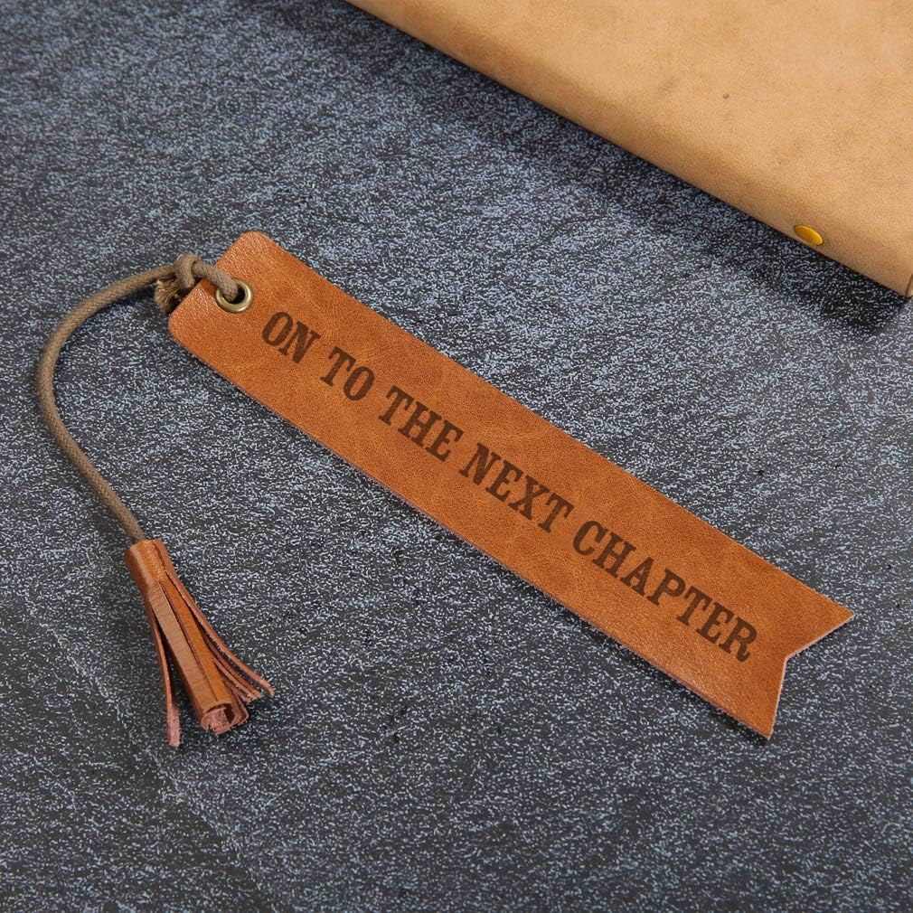 at This Chapter Ends Another Begins Happy Retirement Reader Leather Bookmark Wedding Party Gift Engraved Wedding Reader (Life is a Book)