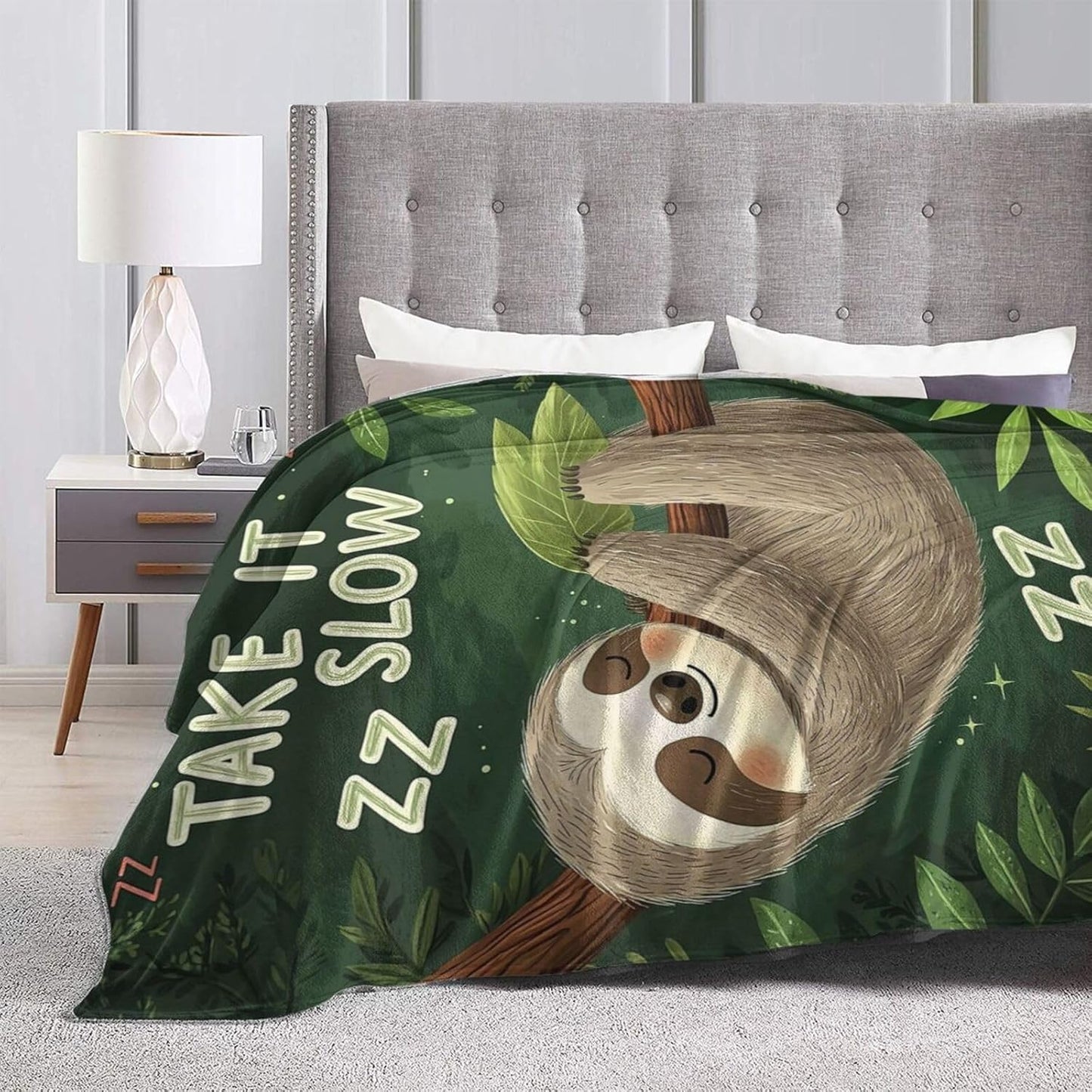 Sloth Blanket – Cute Cozy Jungle Throw Blanket for Girls and Women Who Love to Relax 60"x50"