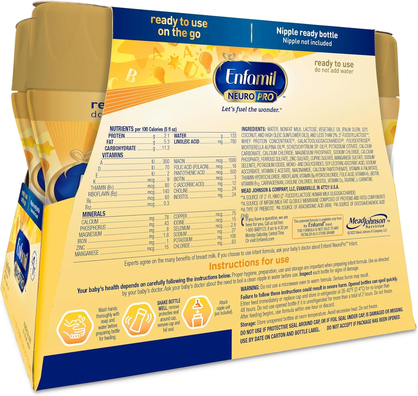 Enfamil NeuroPro Ready to Feed Baby Formula, Ready to Use, Brain and Immune Support with DHA, Iron and Prebiotics, Non-GMO, 8 Fl Oz, 6 count (Pack of 4), Total 24 bottles