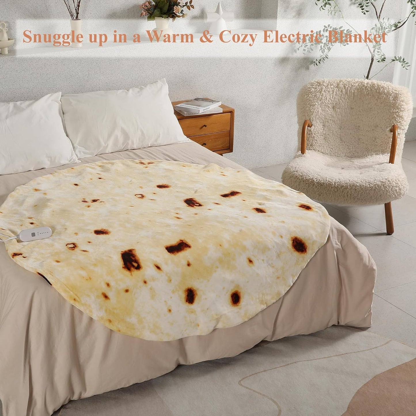 Heated Blanket Electric Blanket, Double Sided 260g Plus 260g Flannel Burritos Tortilla Heated Throw with 5 Heating Levels & 10 Hours Auto Off, Electric Wrap Blanket for Kids and Adults, Funny Gifts