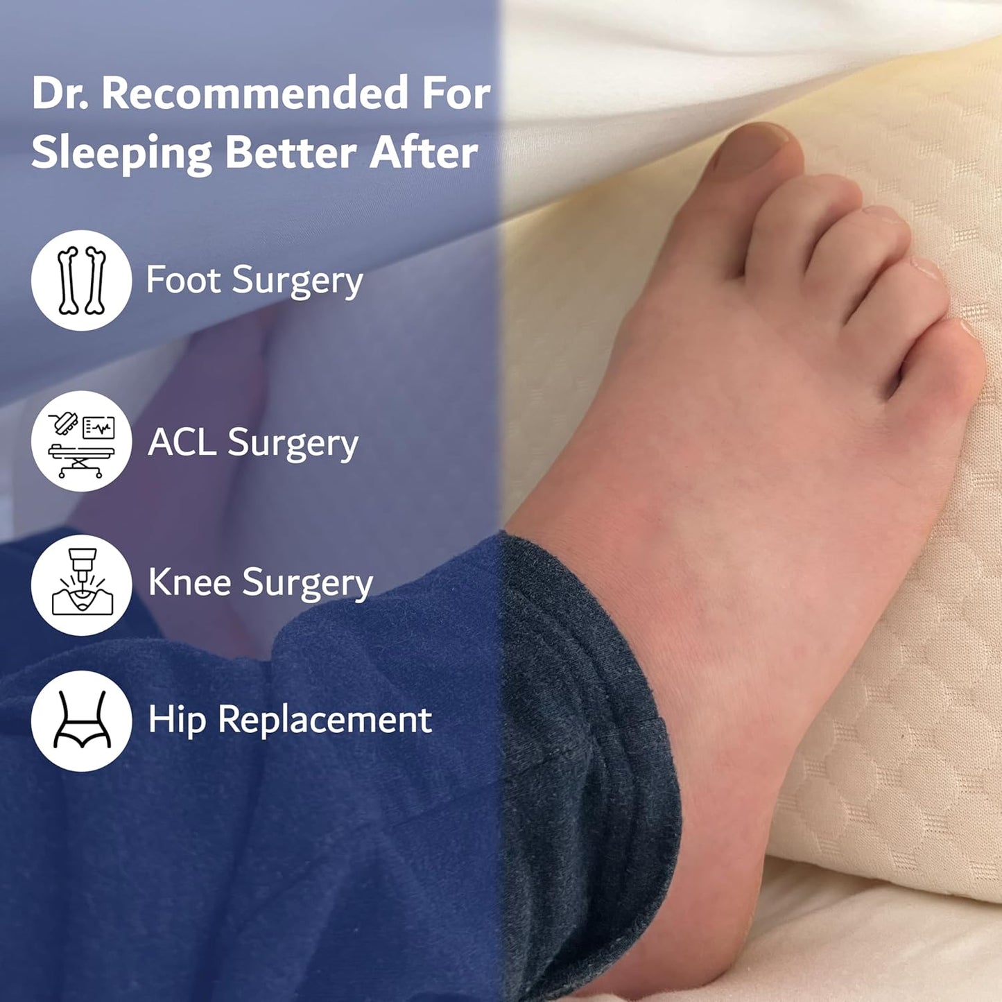 Triangle Foot Pillow - Optimal Restful Sleep Blanket Elevation Wedge Pillow, Comfortable Sleep Leg Pillow, Ankle Support Pillow, Recommended for Back/Knee/Hip Pain
