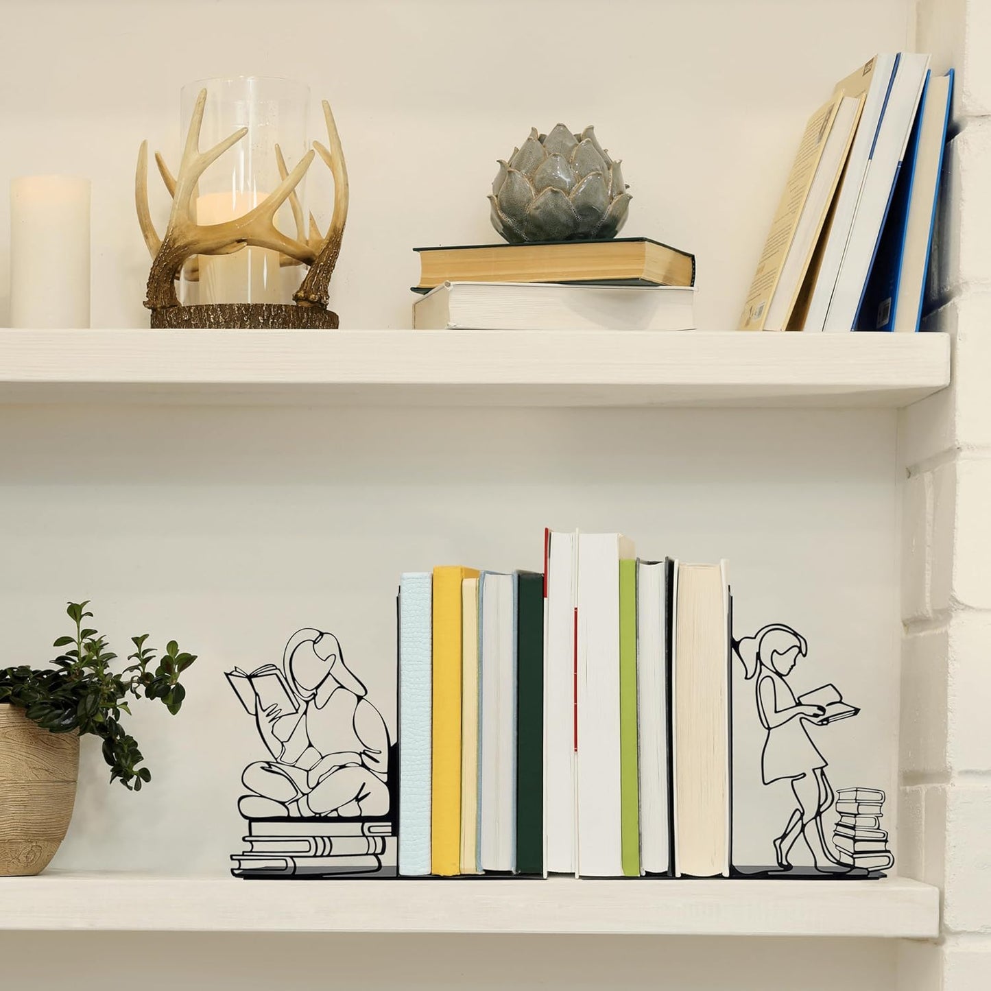 Cute Bookends Decorative, Durable Metal Book Holders with Timeless Appeal, Black, 1 Piece, 6.3x4.5x1.2 inches
