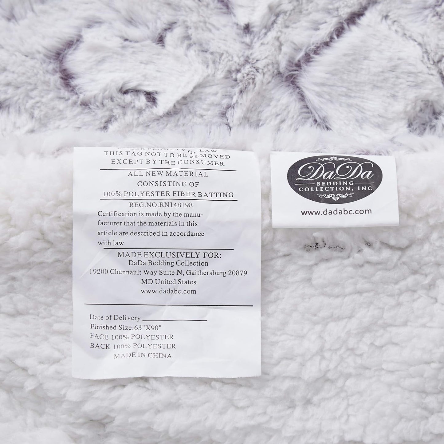 DaDa Bedding Luxury White Faux Fur Throw Blanket - Dreamy Milky Way Cloud Purple Undertone Embossed Sherpa Backside - Super Soft Warm Cozy Plush Fluffy - 50" x 60"
