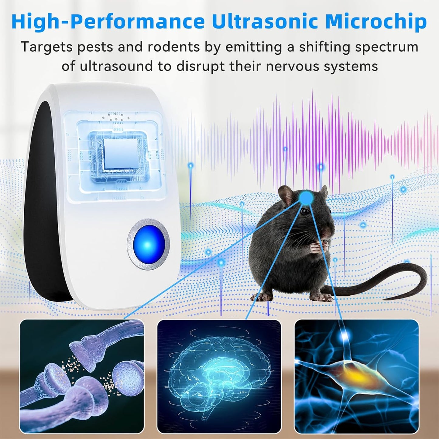 Upgraded Ultrasonic Repellent, Indoor Pest Repellent, Electronic Plug in Pest Control for Roach, Ant, Rodent, Mouse, Bugs, Mosquito, Spider Repellent for House, Garage, Warehouse (12 Packs)