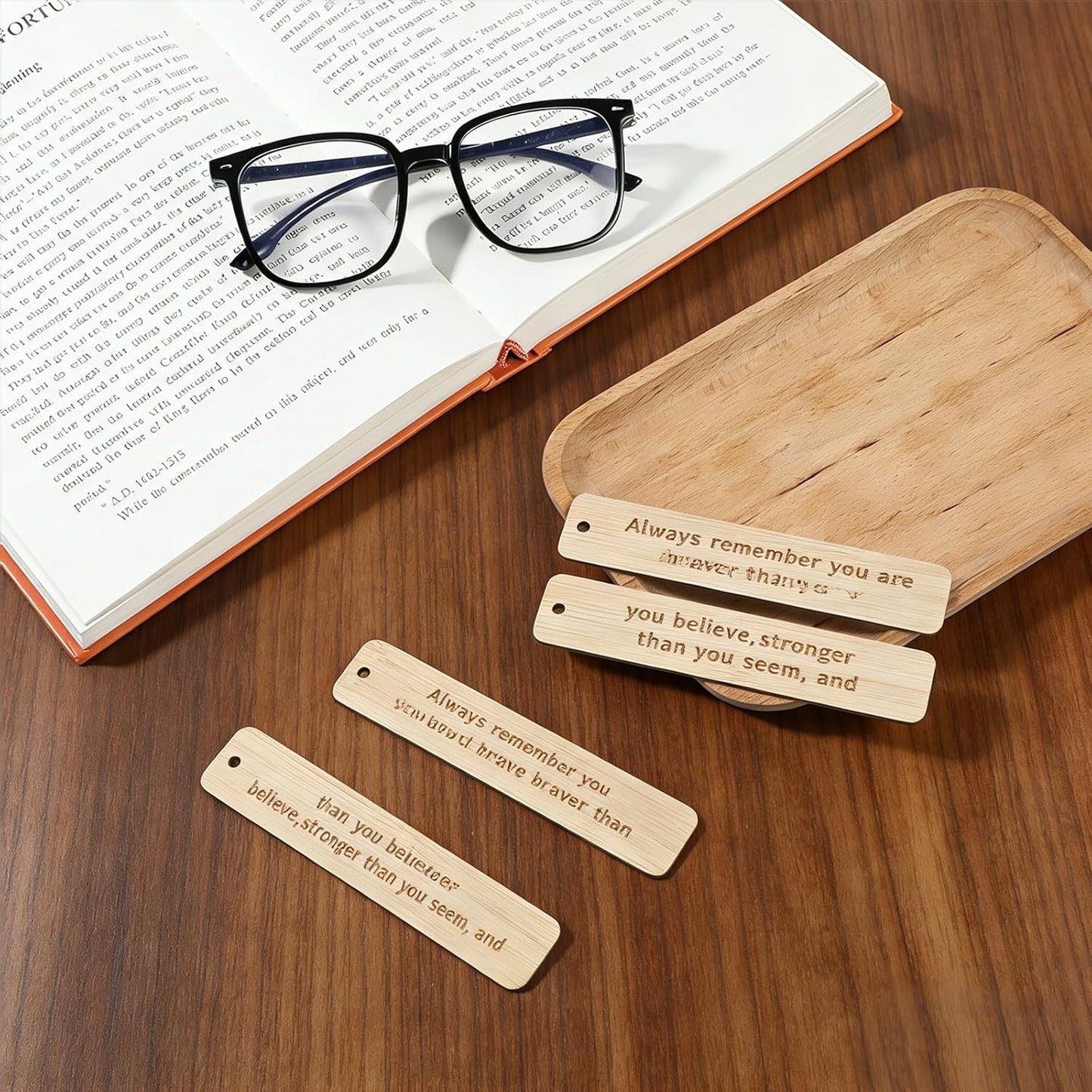 20 Pack Blank Bamboo Bookmark, 4.7 Inch Unfinished Craft Tags Engraving Bamboo Blanks Bookmarks Rectangle Wood Hanging Tags for DIY Gifts Book Marking Crafts Decors
