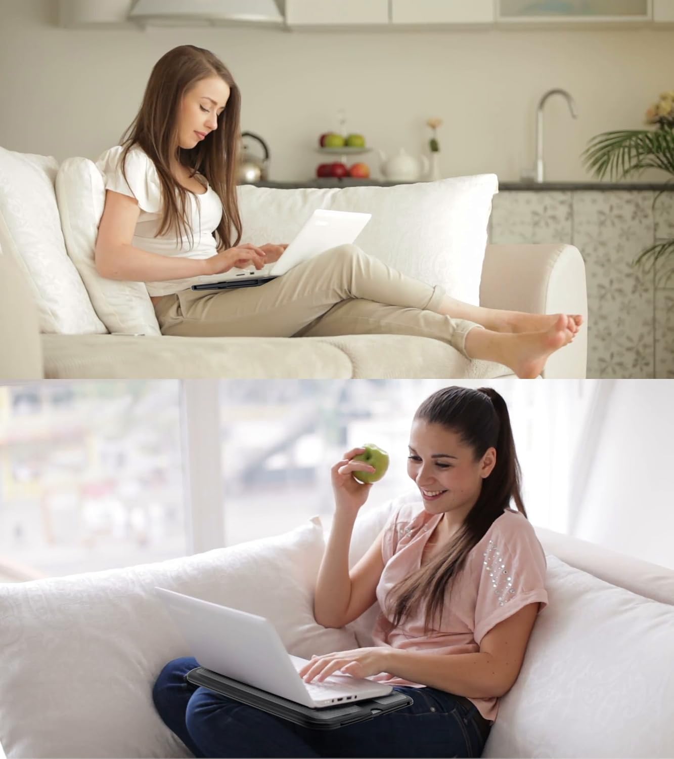 Portable Laptop Lap Pad, Laptop Desk with Retractable Mouse Tray, Sturdy Stable Work Surface for Bed Sofa Couch or Travel