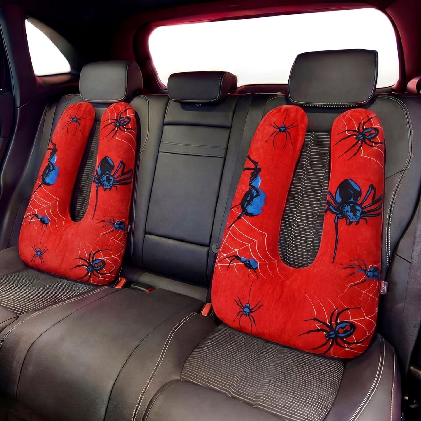 Spider Travel Pillow Car Pillow Removable U-Shaped Sleeping Aid for Adults to Support Head and Body in The Back Seat of Long Car Trips