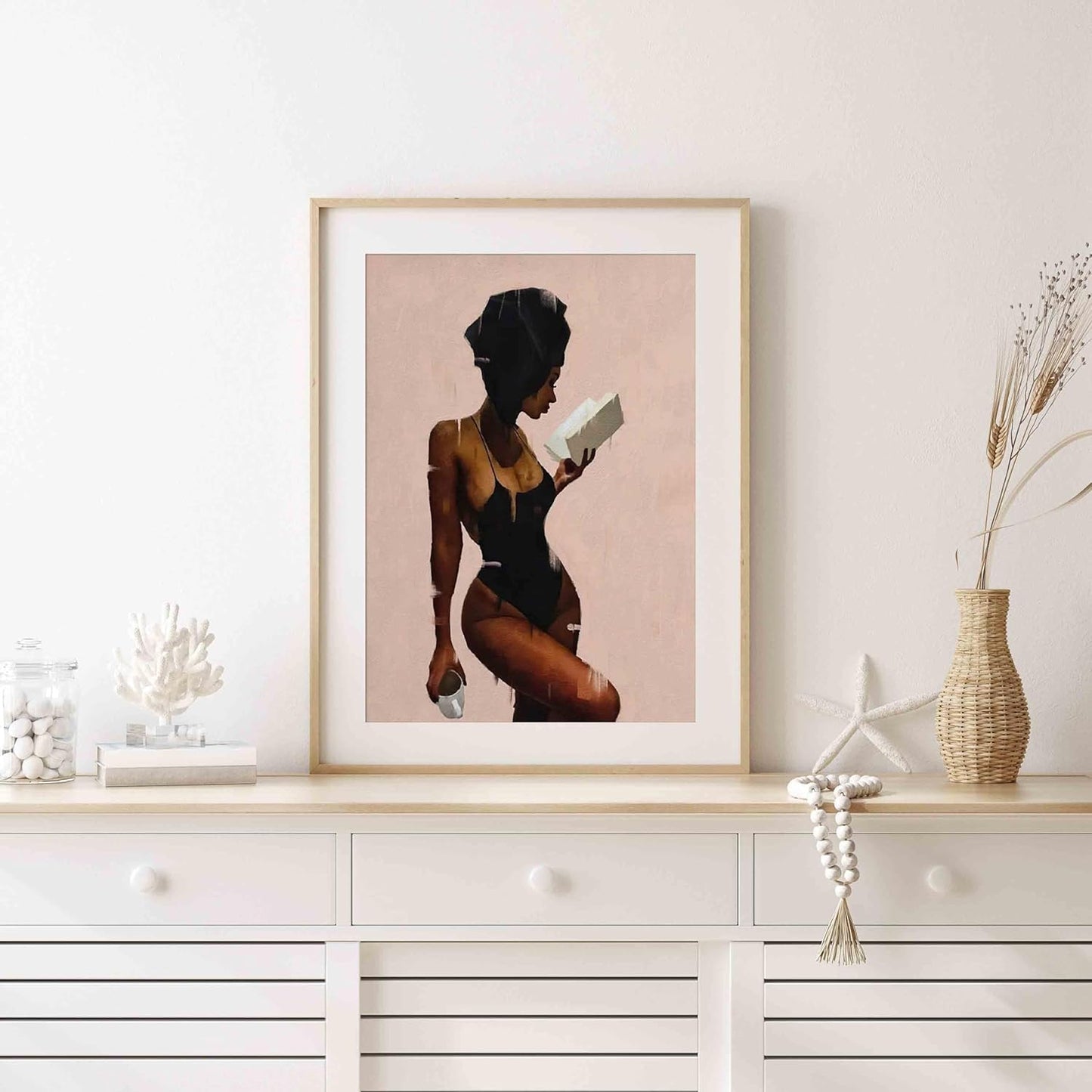 DAOTU The Reading Black Women Poster Retro Black Girl Pictures Wall Decor Antique African American Wall Art Living Room Modern Wall Decoration, 16“ x 20” Framless