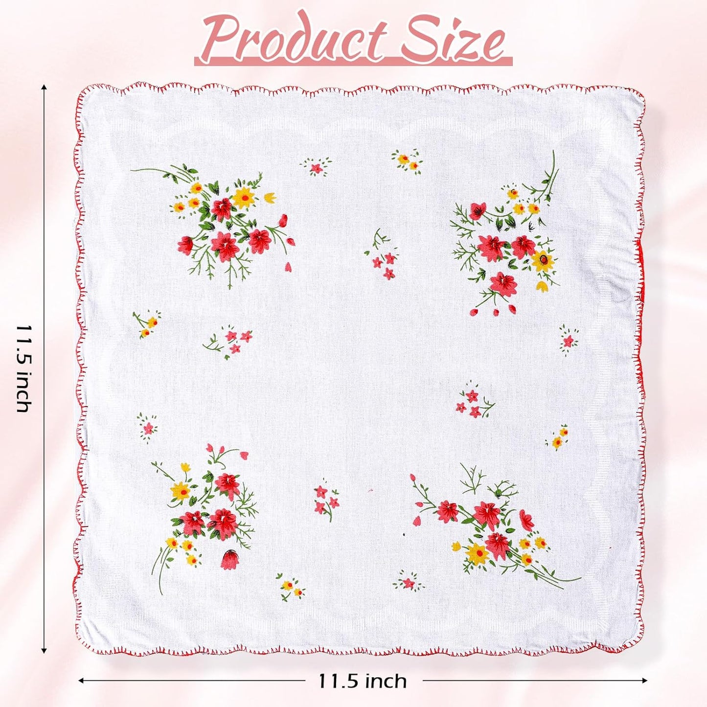 SATINIOR 45 Pieces Vintage Floral Print Handkerchiefs Women Soft Cotton Hankies Ladies Hankies