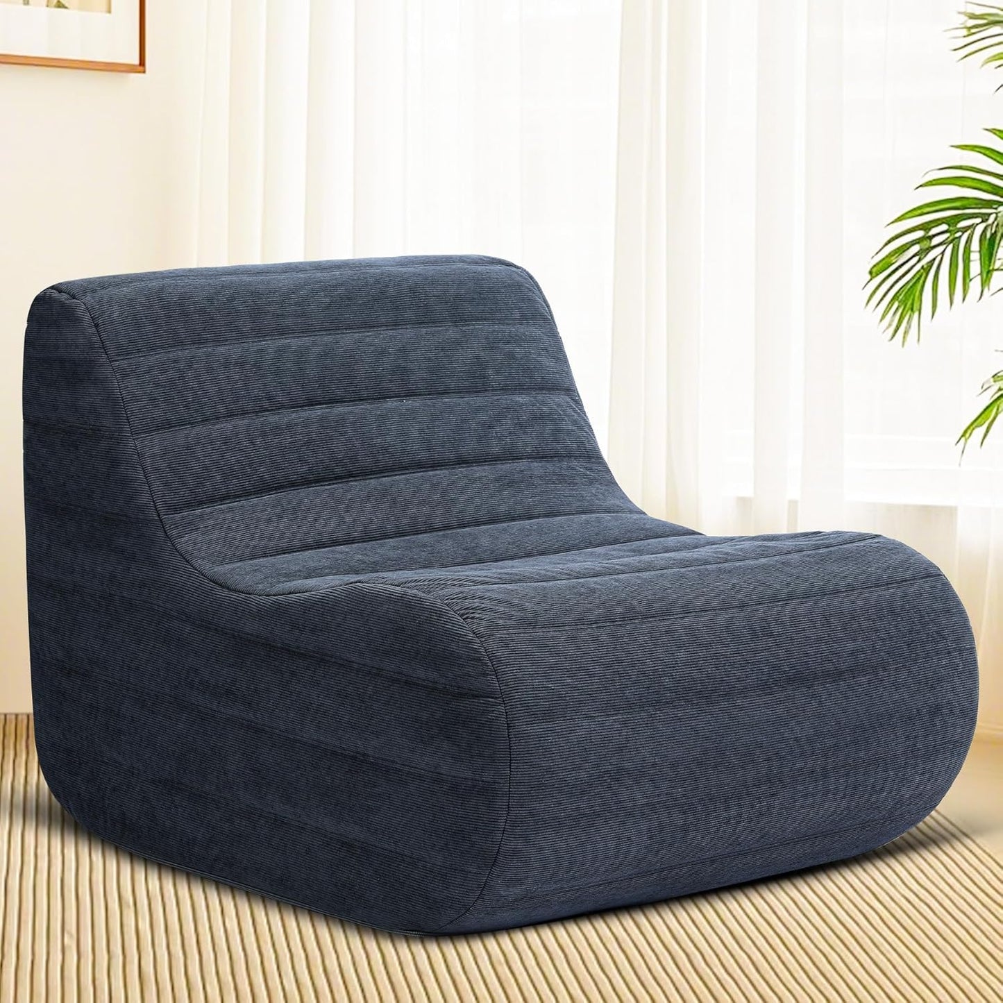 Bean Bag Chair, Fireside Bean Bags Lazy Sofa Sack, Big Beanbag Chair Floor Couch, Memory Foam Lounge Chair for Bedroom, Living Room, Office and Home (Gray)