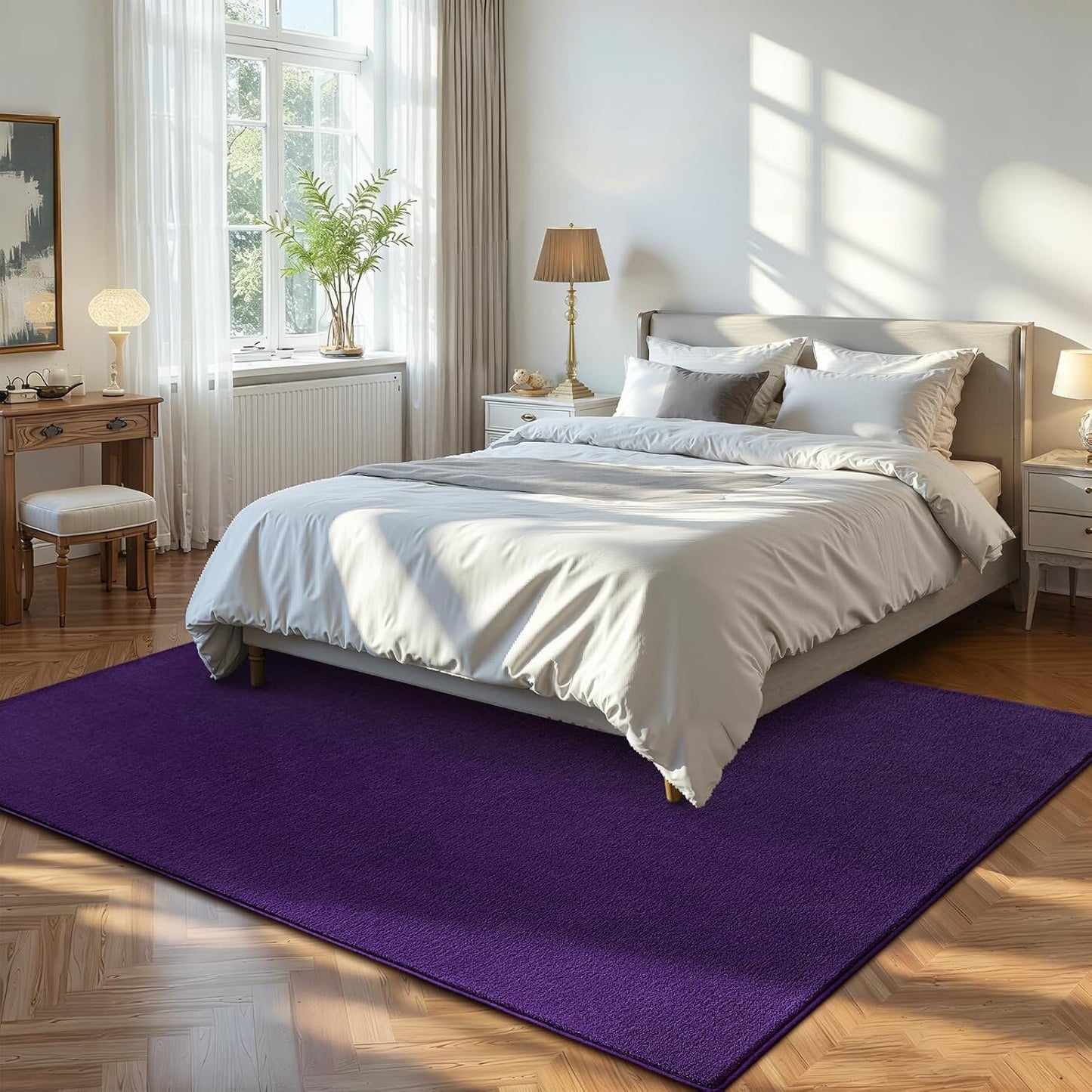 ISEAU 6x9 Rug for Living Room, Soft Memory Foam Carpet with Upgraded Non-Slip Silicone-Grip Bottom, Fluffy Shaggy Machine Washable Rugs for Living Room Kids Boys Girls Dorm Nursery Playroom, Purple