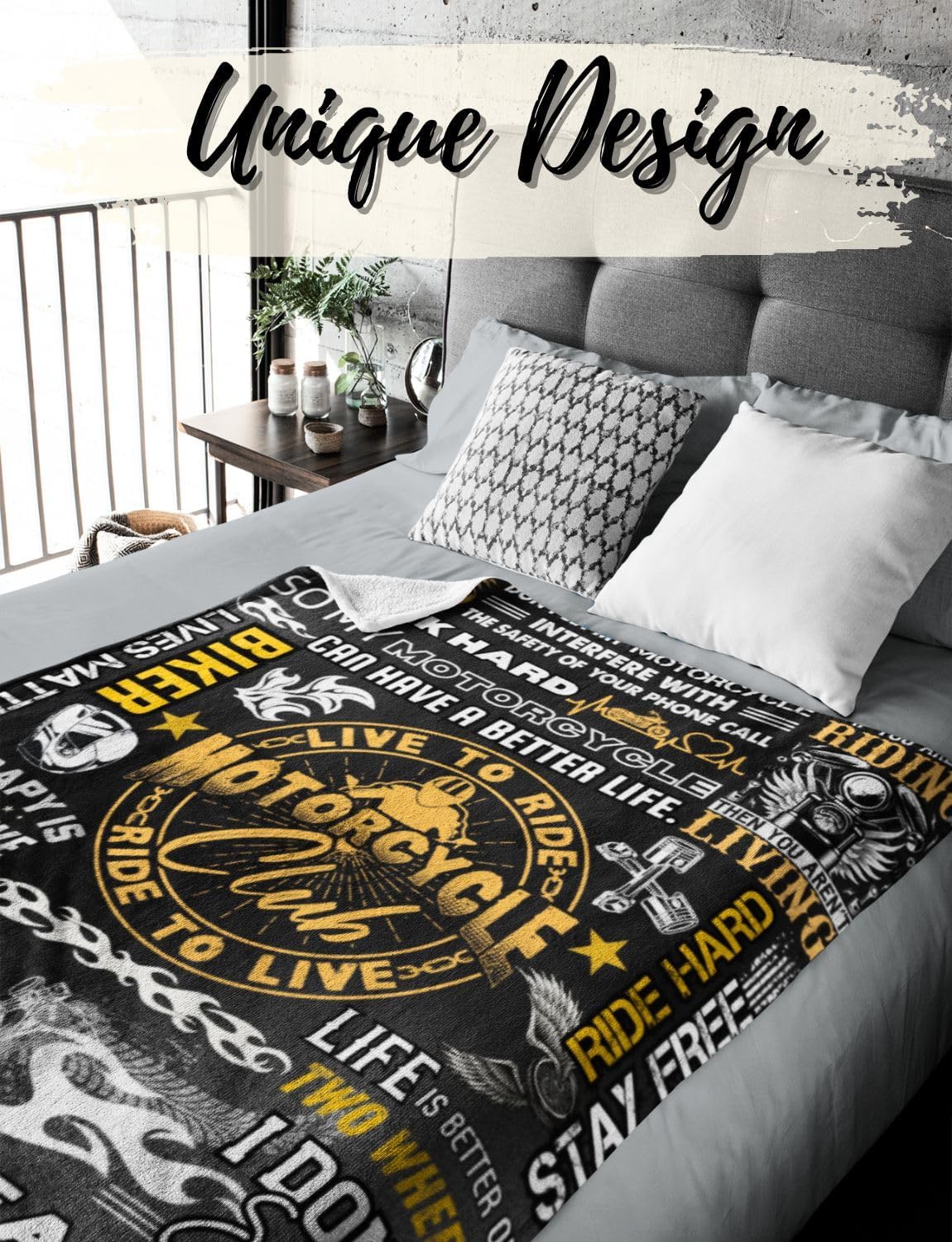 InnoBeta Motorcycle Gifts for Men, Motorbike Throw Blanket for Men, Motorcycle Club, Motor Lover Biker Rider, Father's Day, Christmas, Birthday - 50"x65"