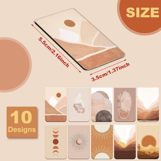 Zonon 10 Pieces Boho Sun Magnetic Bookmarks Magnetic Book Marks for Reading Book Markers Magnet Page Markers Assorted Inspirational Magnet Bookmark with Landscape (Sunset Style)