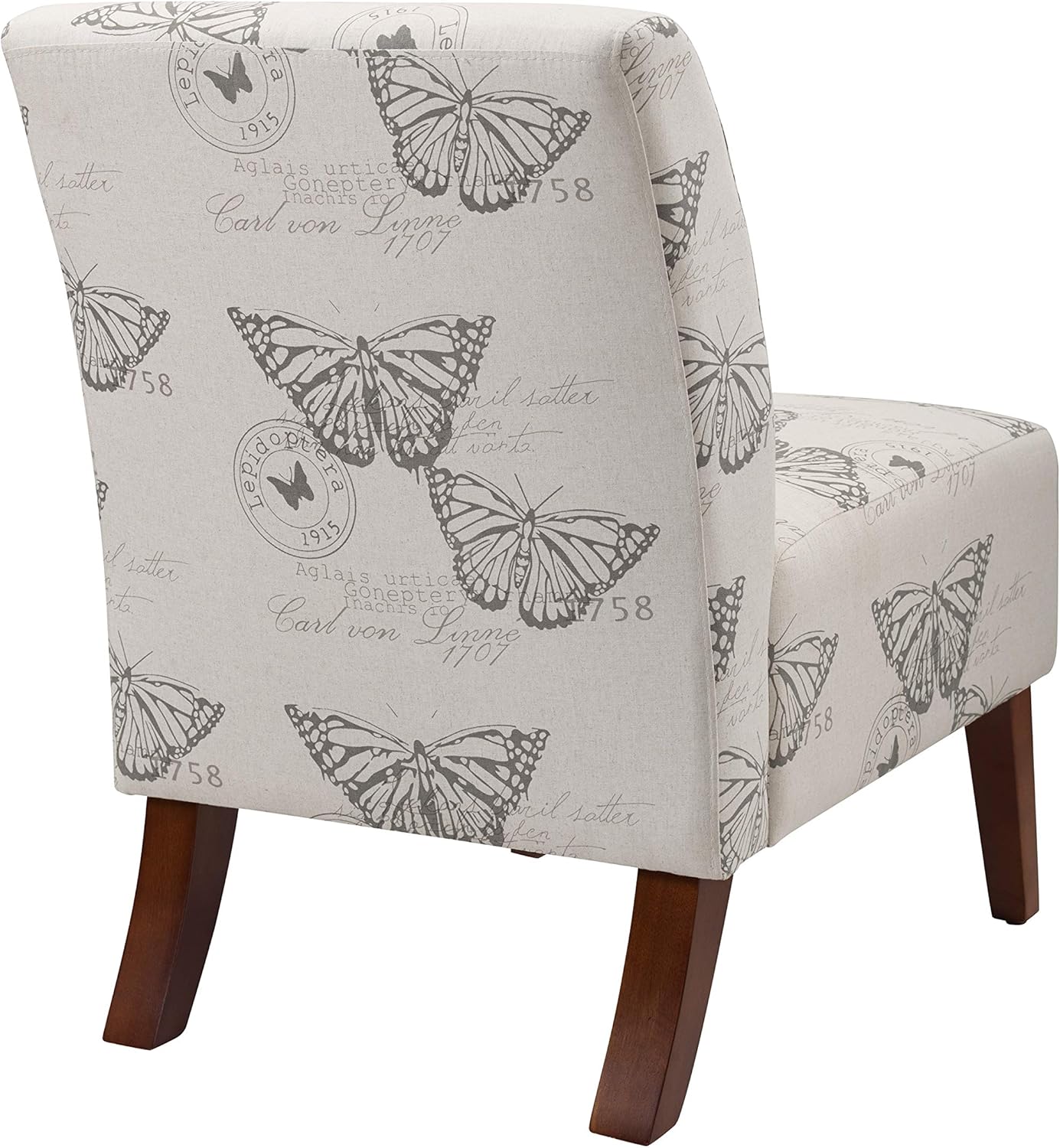 Linon Butterfly, Dark Espresso Linen Lily Chair, 21.5" W x 29.5" D x 31.5" H