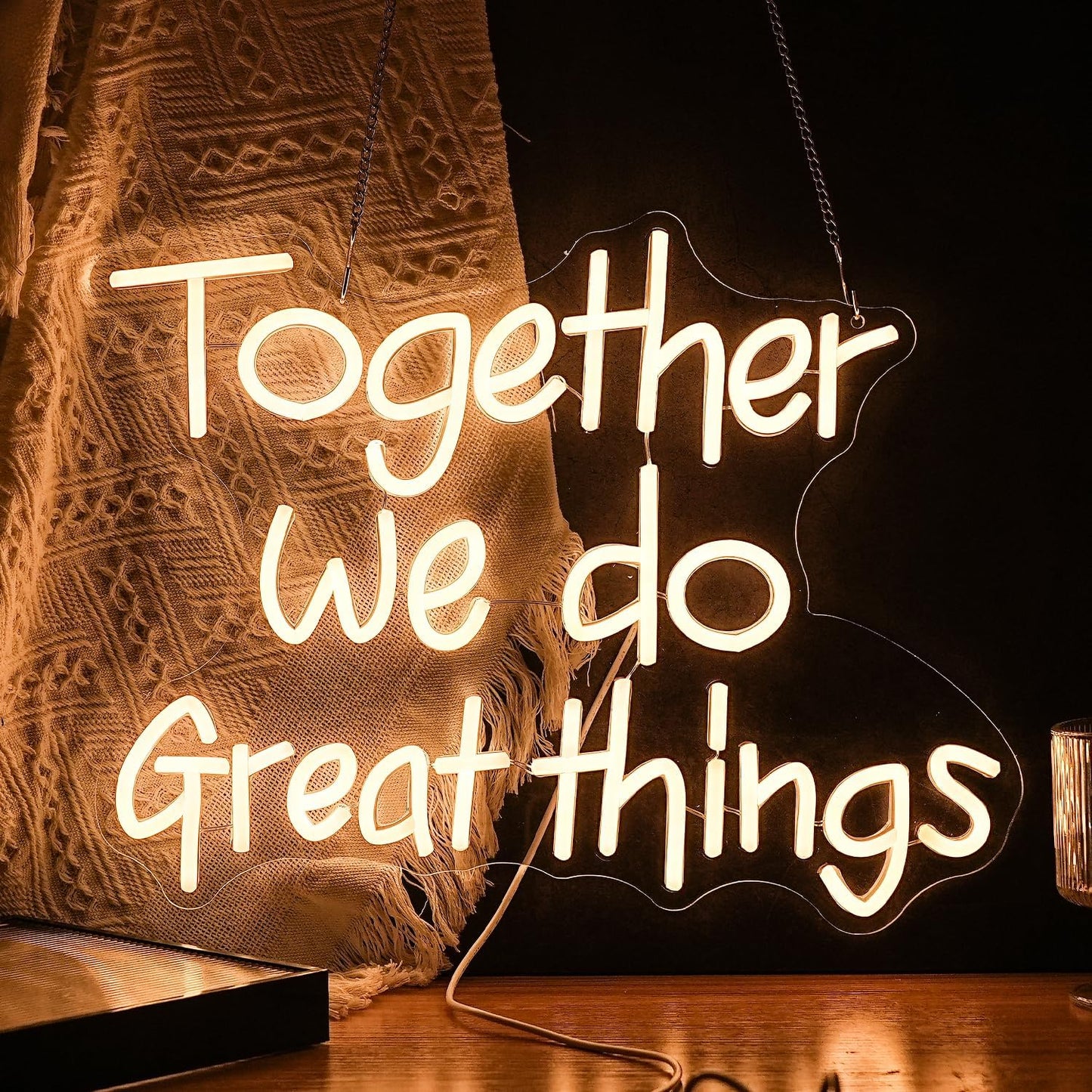 Together We Do Great Things Neon Sign Dimmable Inspirational Neon Light Signs Wall Art Decor for School Home Office Positive Classroom Decor USB Neon Light 16.5 * 12.6 IN