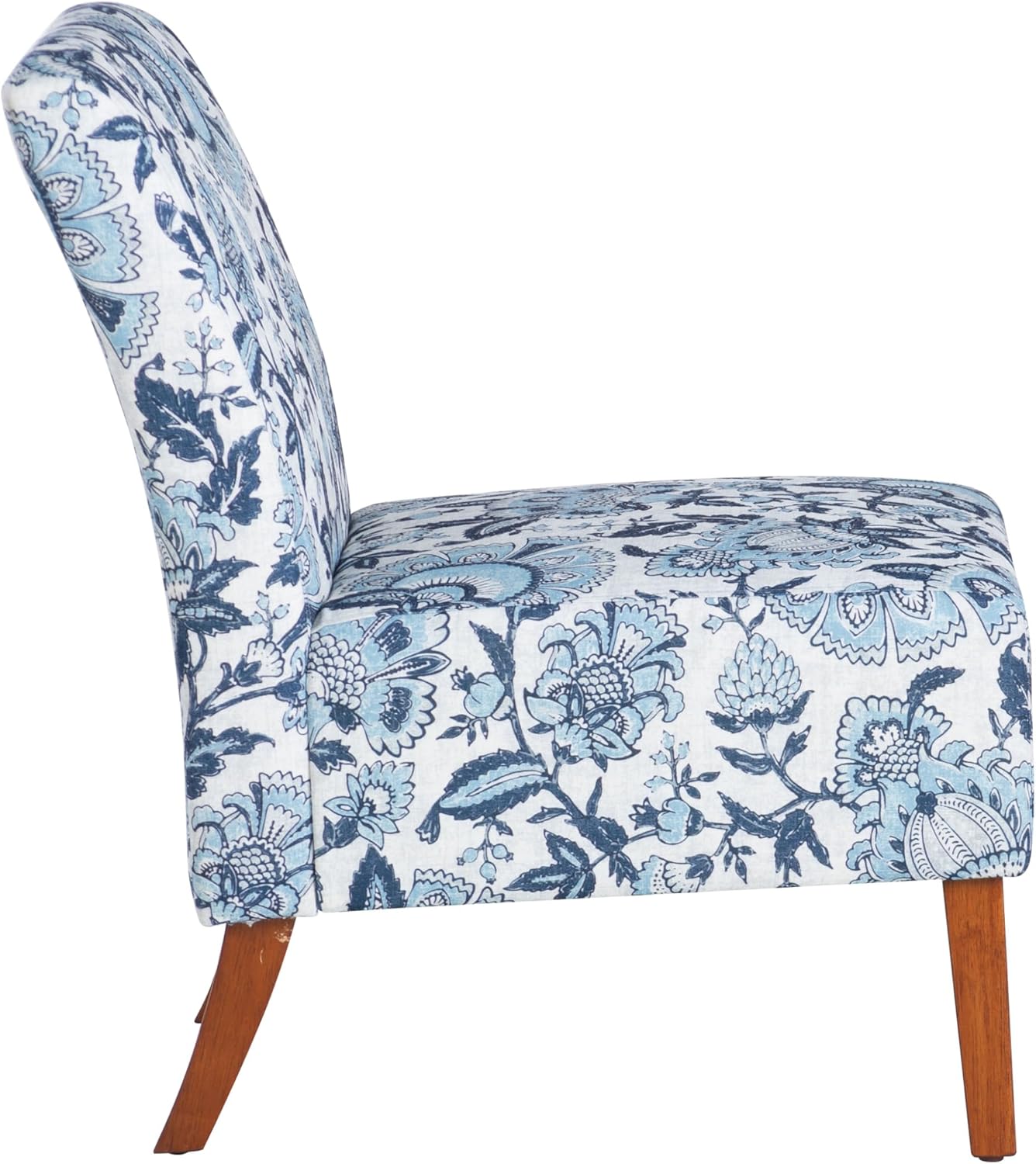 Linon Lily Blue and White Floral Paisley Upholstered Accent Chair