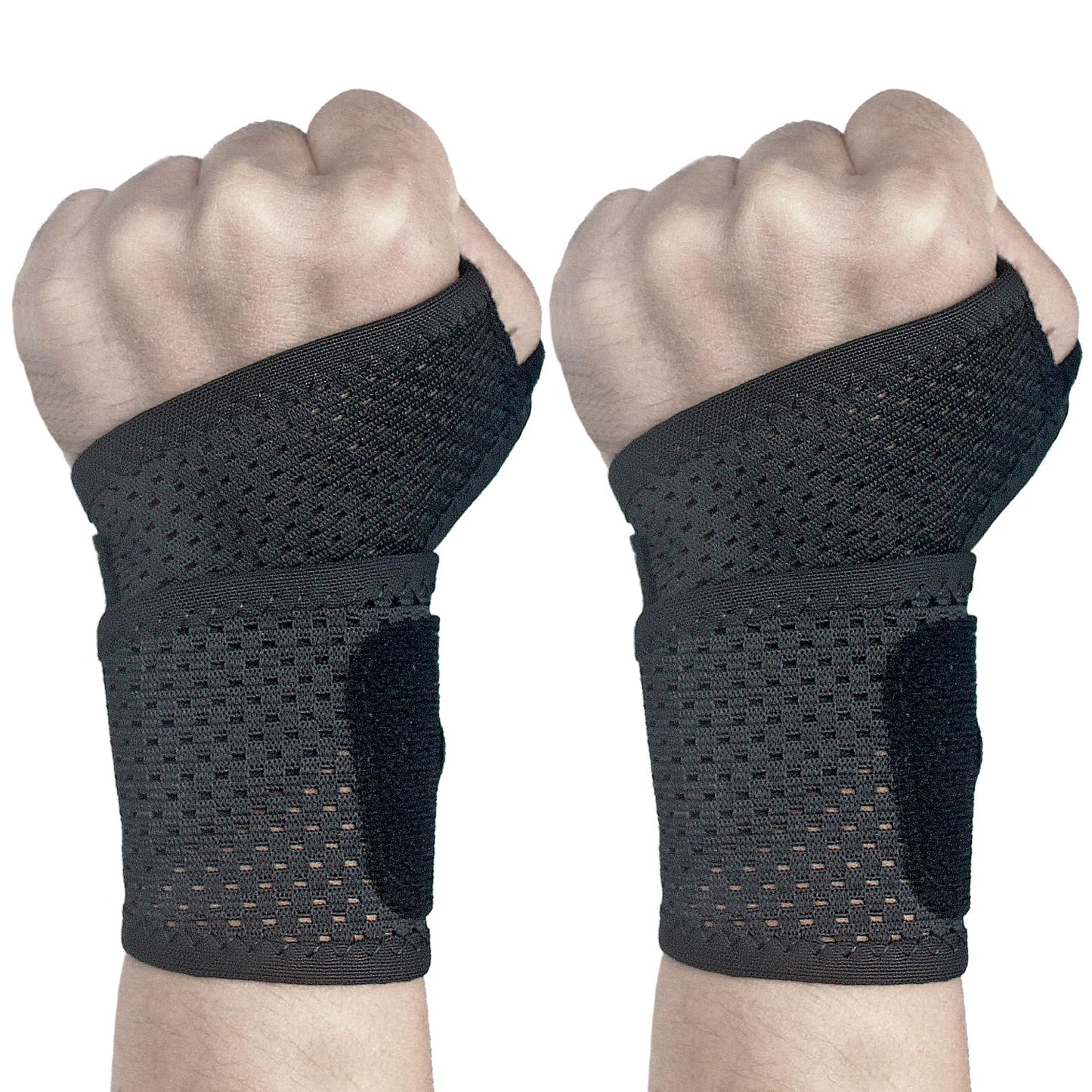 2 Pack Ultra-Thin Mesh Wrist Brace - Breathable Compression Wrist Support for Workouts & Daily Use - Adjustable Wrist Strap - Unisex Wrist Brace for Pain Relief, Tendonitis, Carpal Tunnel (Black)