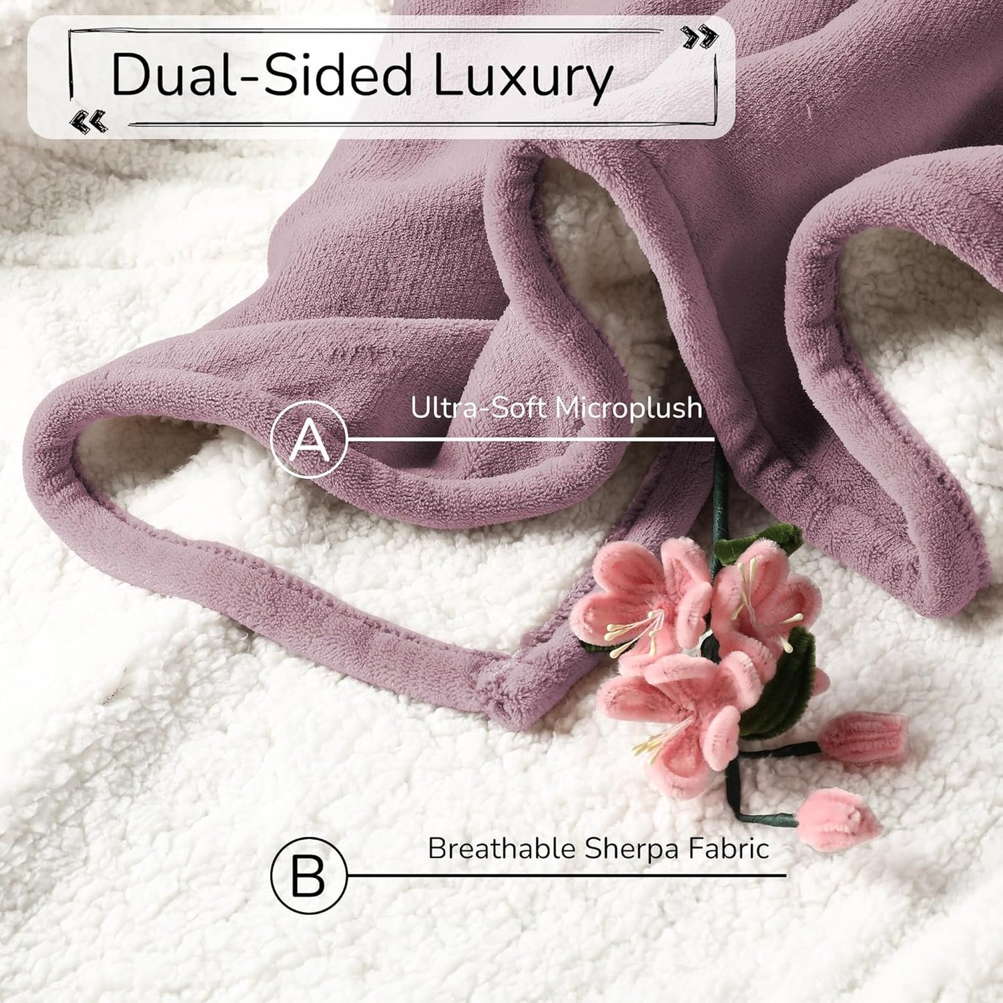 Electric Heated Blanket 72"x84" Full Size - Dual-Sided with Microplush & Sherpa Fabric, 4 Heat Settings & 10 Hours Auto Off, Machine Washable - Berry