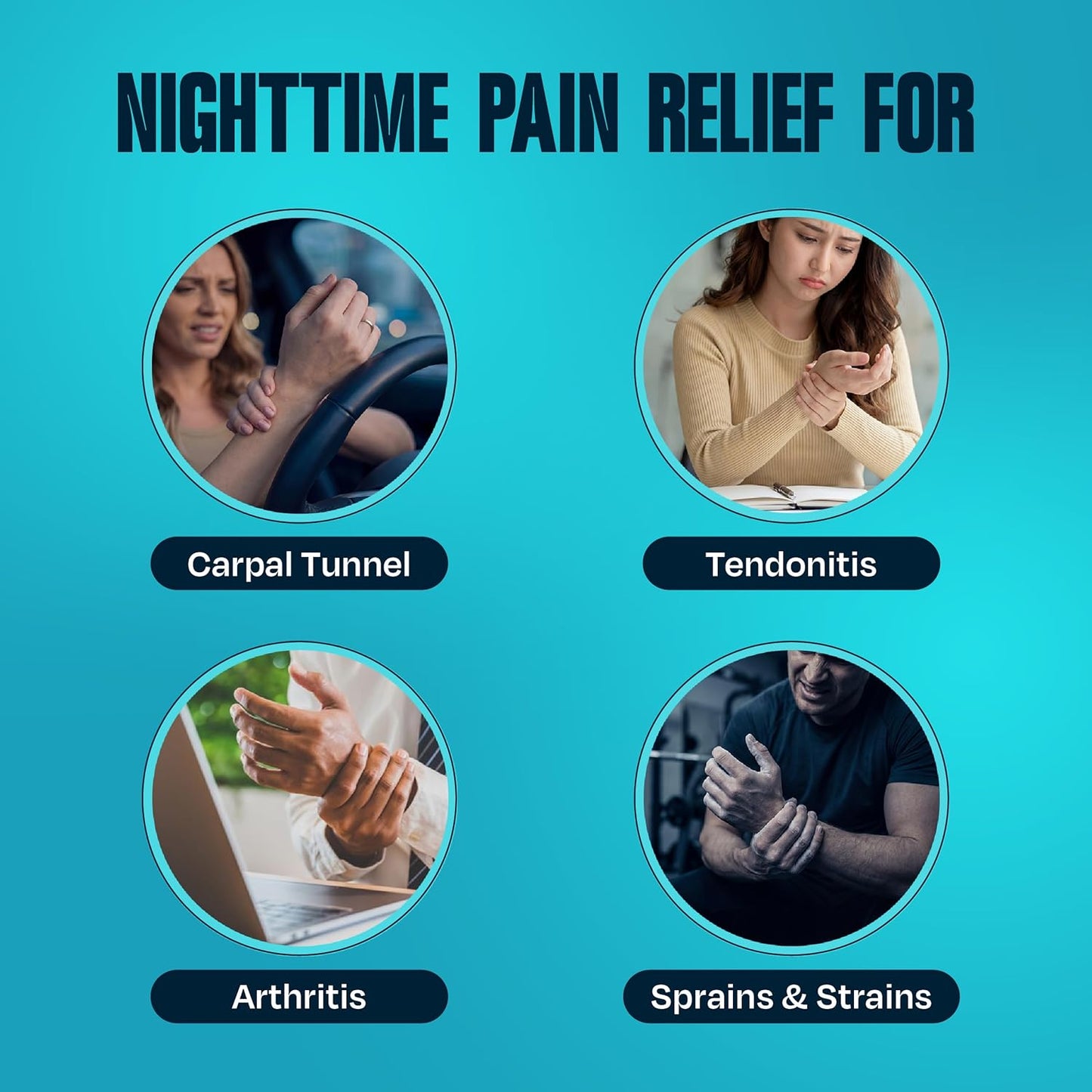 ComfyBrace Nighttime Pain Relief Wrist Brace for Carpal Tunnel, Tendonitis, Arthritis | Fits & Soothes Aches in Both Hands | Palm Cushion Beads for Hot Spots | Breathable Fabric | (Pack of 1)