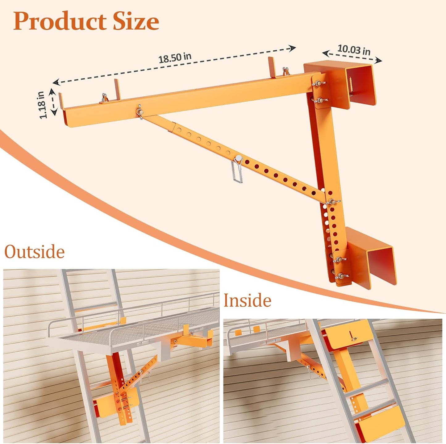 2 Pack Ladder Jacks for Scaffolding Platform, Heavy-Duty Steel Ladder Jacks Scaffold Bracket 350 Lbs Capacity, Adjustable Ladder Jack, Two-Rung Short Body Extension Ladder Jack for Jobsite 20'' Stage