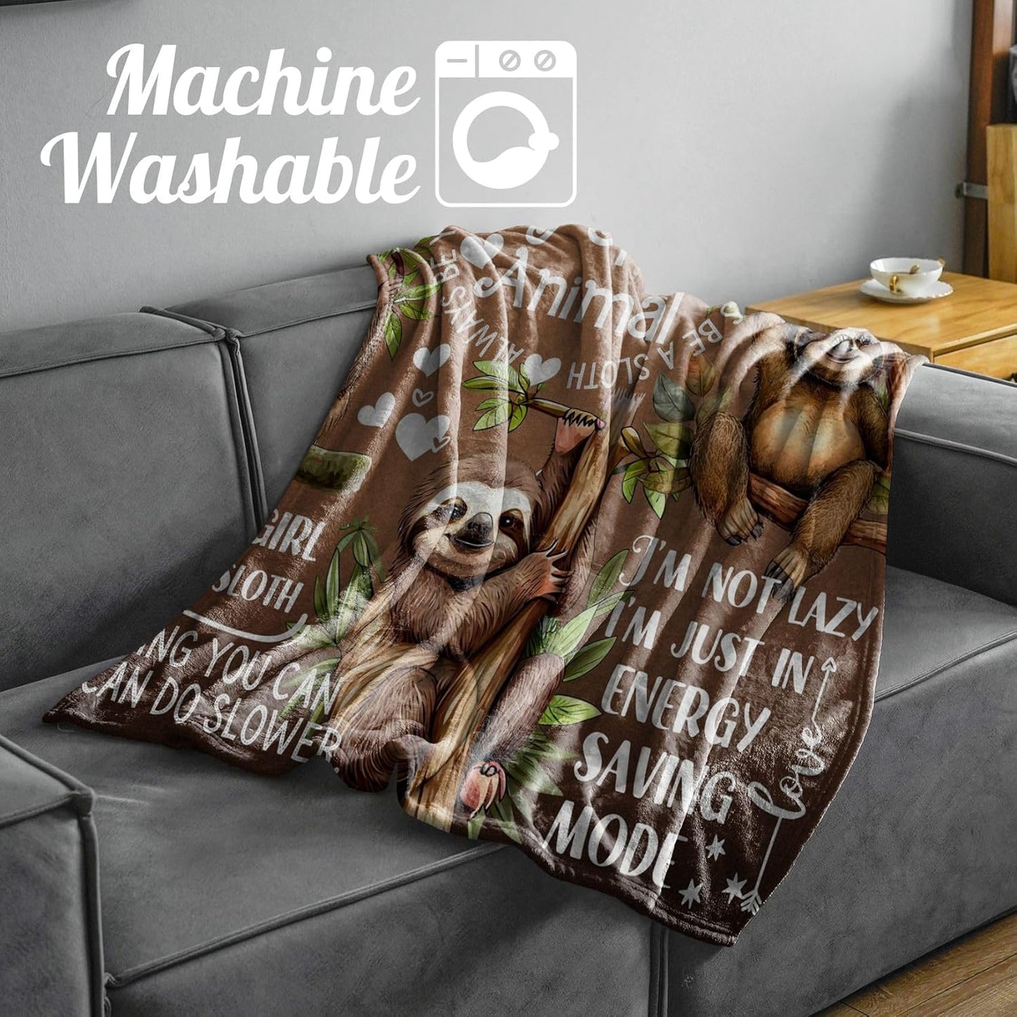 InnoBeta Sloth Gifts for Women - Sloth Throw Blanket, Flannel Blankets for Women, Girls, Teens, Spirit Animal, 60x80 Inches
