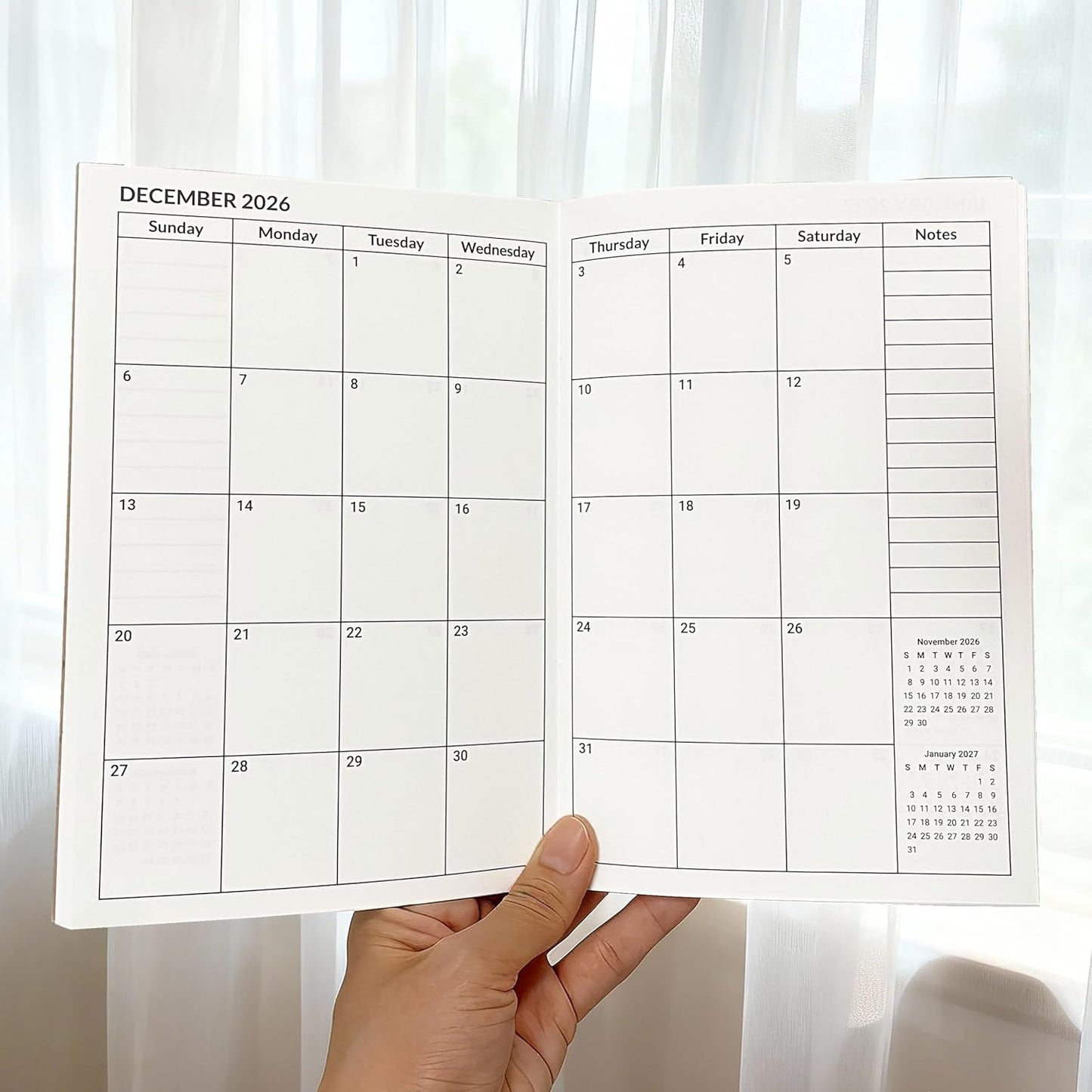A5 Calendar Planner Jan 2026 - Dec 2027, Travelers Notebook Inserts for 2 Years, Monthly Calendar & Important Dates & Line & Dotted, 100gsm Paper, 8.3 x 5.5 in, 1pcs