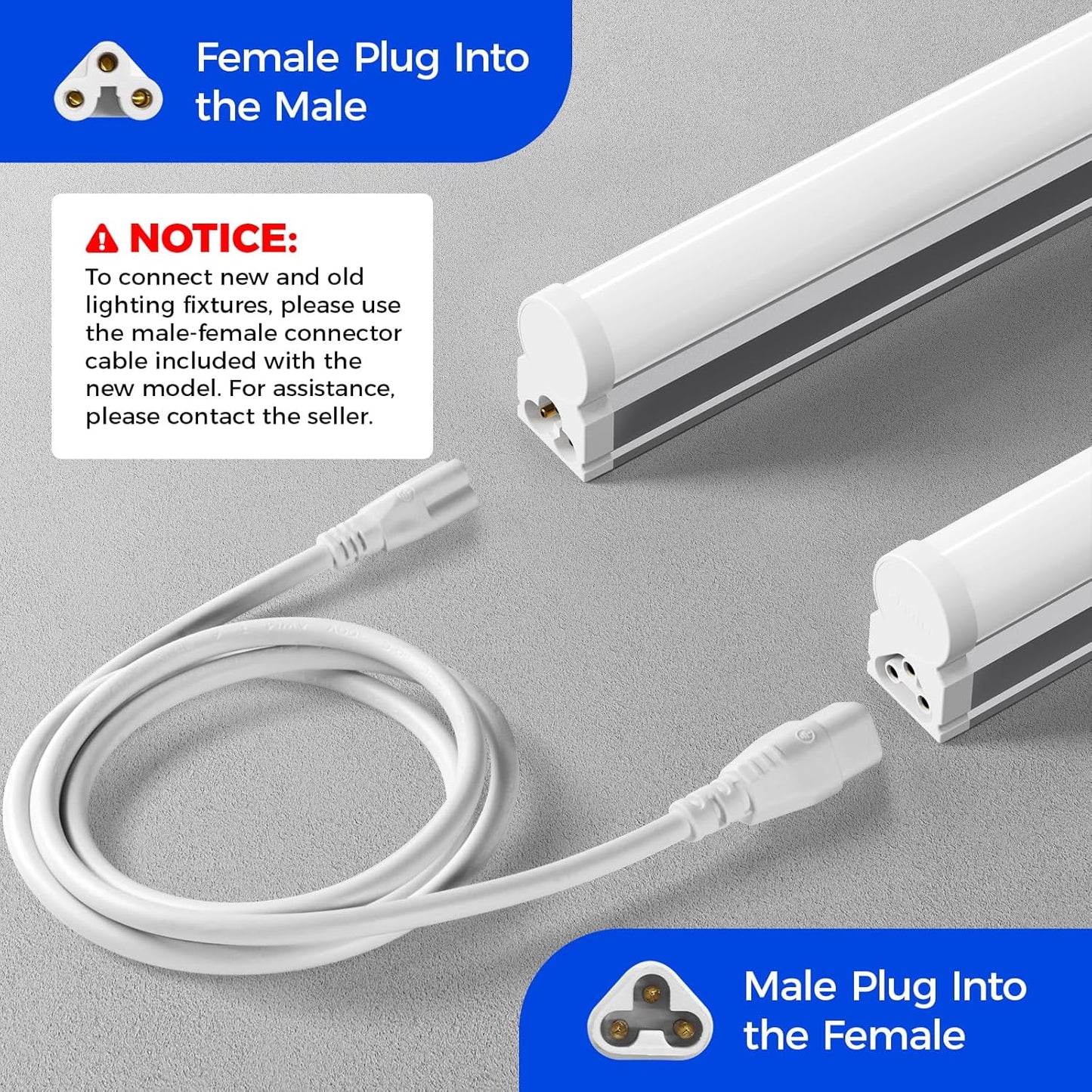 Barrina T5 LED Shop Light 2FT, 1100lm, 10W, 6500K (Super Bright White), Utility Garage Lighting, Linkable Ceiling and Under Cabinet Light, Corded Electric with ON/Off Switch, 2 Packs