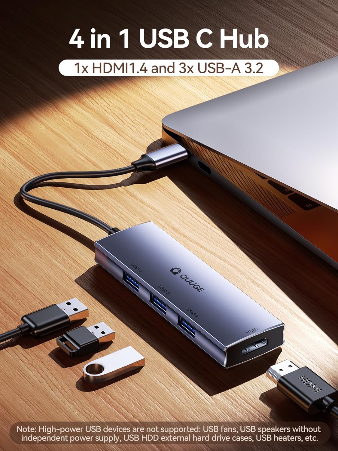 USB 3.0 Hub with HDMI - 4in1 USB C Hub with 4K HDMI, USB 3.0 3-Ports Super Speed 5Gbps, Multiport Adapter for Laptop, PC, MacBook Pro/Air, iMac, iPhone 15 Pro/Pro Max, Monitor