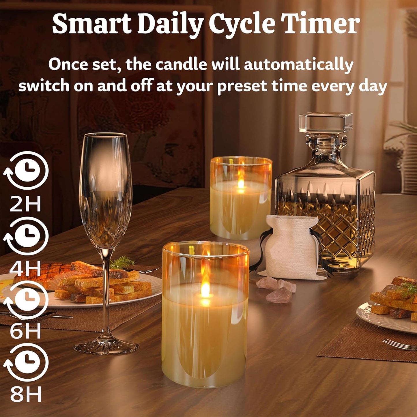 Flameless Candle Night Light, Motion Sensor Auto Switch On/Off, Rechargeable LED Glass Night Light with Remote Control and Timer Function, Ideal Kids Adults Nightlight for Bedroom, Bathroom, Hallway