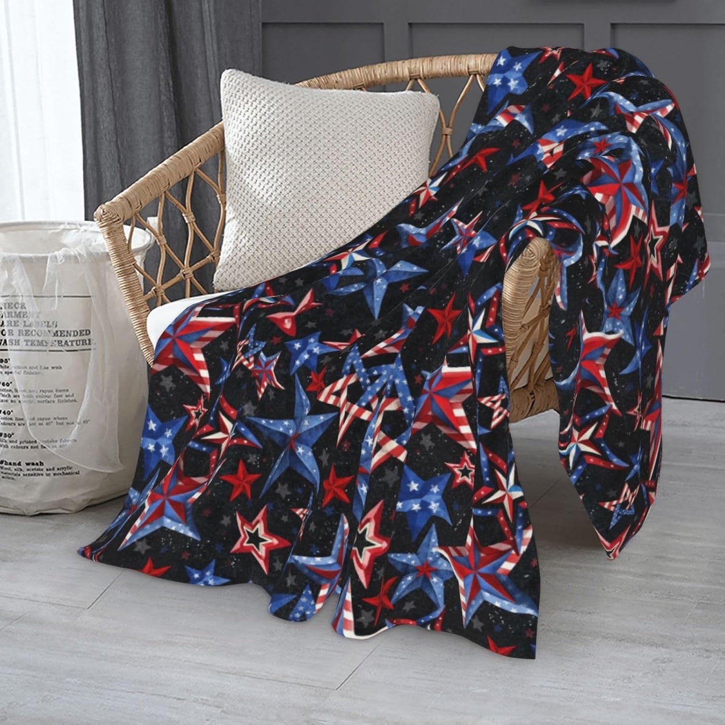 American Patriotic Fuzzy Throw Blanket for Women Men Girls Boys Soft Cozy Fleece Blankets for Bedroom Living Rooms Sofa Couch 60"x50"