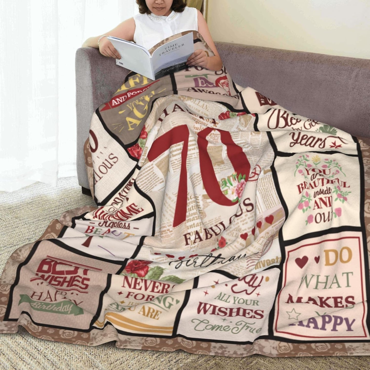 70th Birthday Gifts for Women, Gift for 70 Year Old Woman, 70 Year Old Birthday Gifts for Women, Happy 70th Bday Decorations for Woman,1955 Bday Gift Blanket 60"X50", Present for Age Seventy