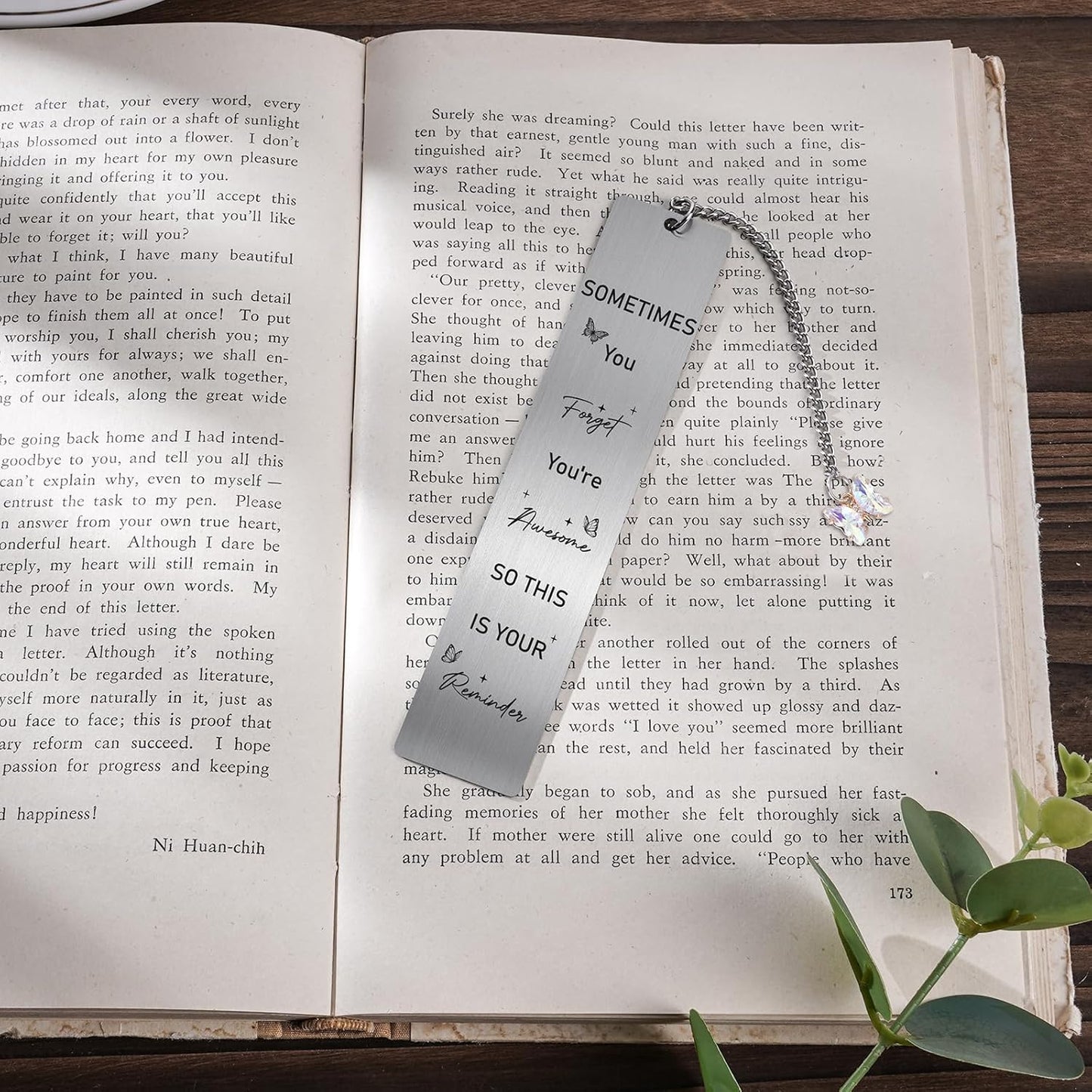 Butterfly Inspirational Metal Bookmark - Sometimes You Forget You're Awesome So This is Your Reminder Book Marks for Reading Women Christmas Thanksgiving Bookmark Friends Birthday Gifts