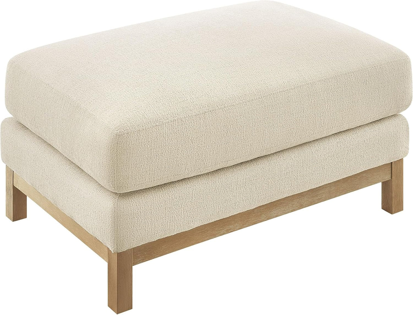 Modway Roscoe Fabric Ottoman in Ivory - Upholstered Rectangular Footstool for Living Room, Bedroom, or Lounge Seating