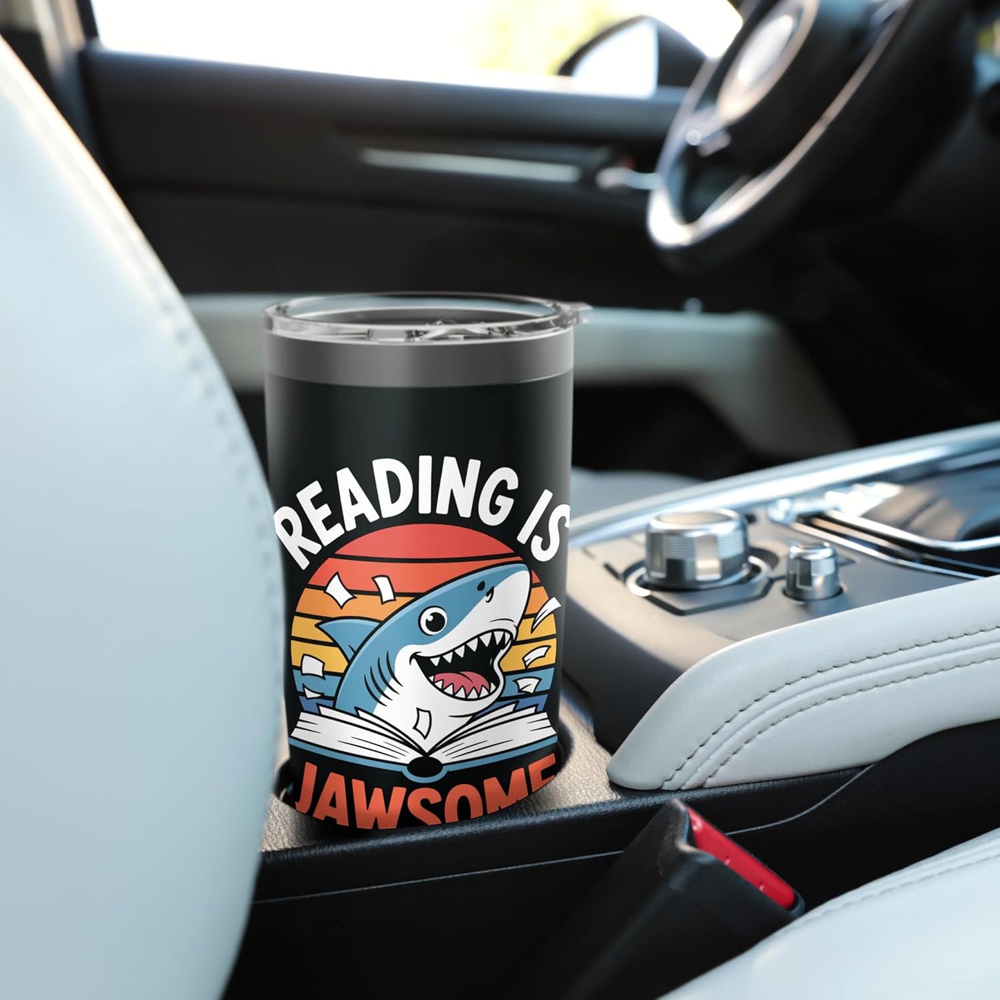 Reading Is Jawsome Shark reading Stainless Steel Insulated Tumbler