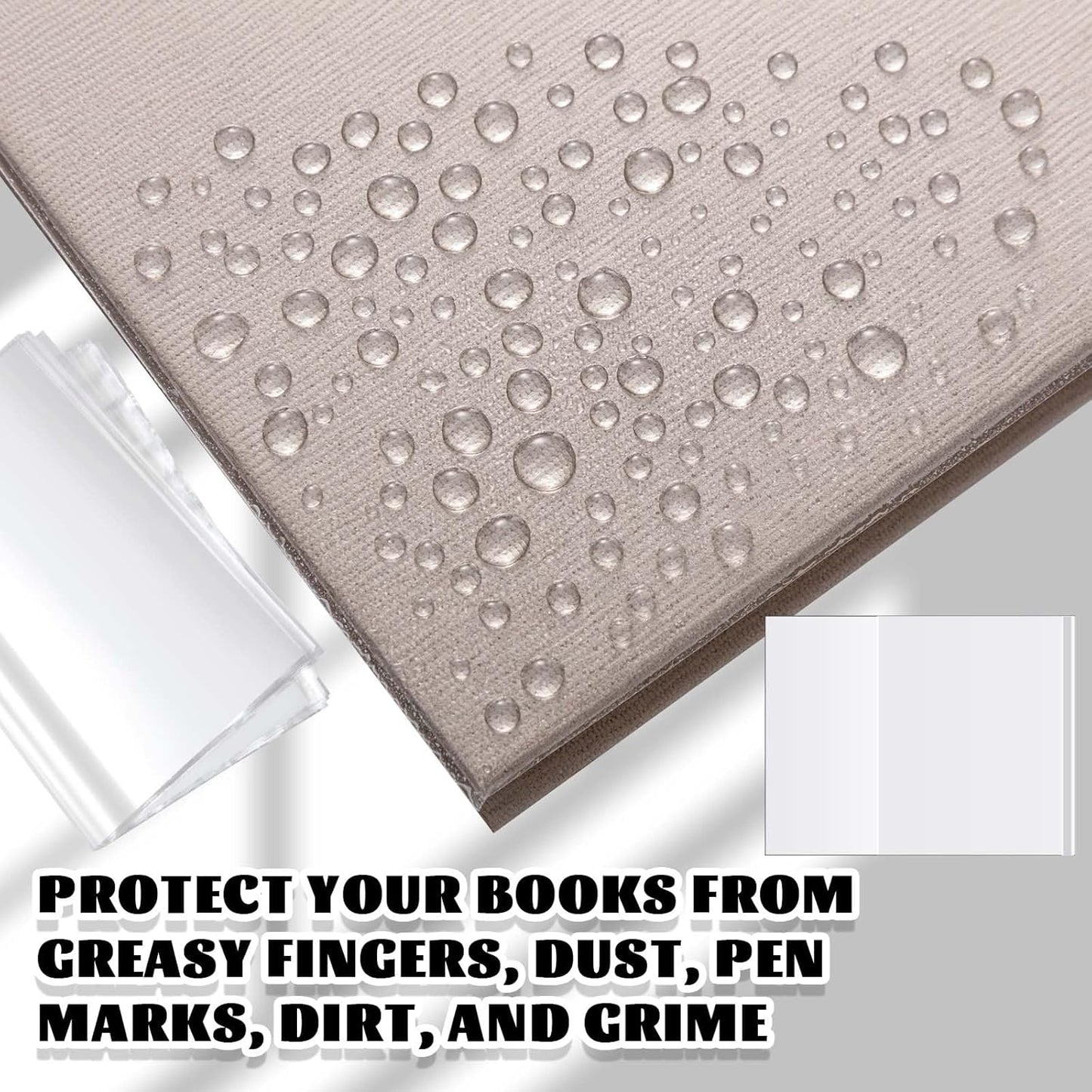 ReliThick 100 Pack Adjustable Clear Book Covers Fits Books with 8.5 x 15 Inches, Plastic Waterproof Sleeve for Textbooks Paperbacks, with Self Adhesive Closure, Against Dust, Wear Book Protector