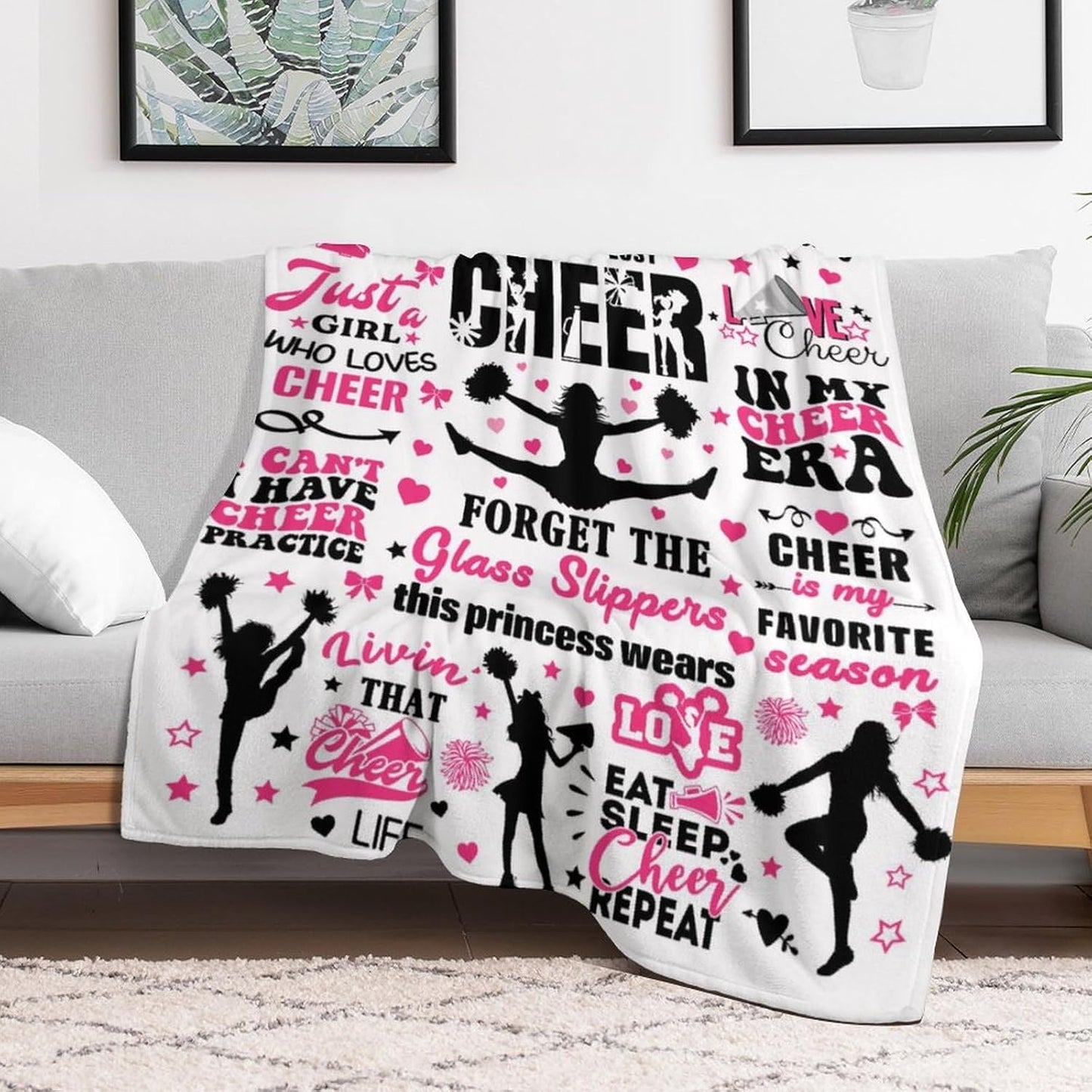 Cheerleader Gifts Blanket for Girls Women Cheer Blanket Soft Cozy Flannel Throw Blanket Cheerleading Gifts for Cheer Lovers Cheerleaders Team Stuff 60"X50"
