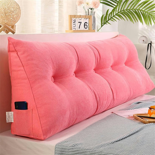 Triangular Reading Bed Pillow Large Cushion Headboard Solid Color Triangular Headboard Backrest Extra Large Reading Pillow Positioning Support Pillow with Removable Cover