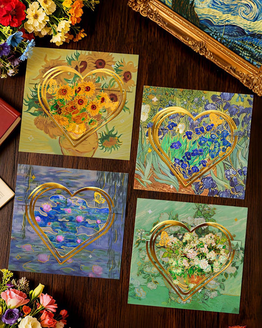 4pcs Metal Clip Heart Bookmarks for Reading Women, Van Gogh Monet Oil Painting Cute Hollow Butterfly Corner Page Book Marks for Women,Teachers Students,Reading Accessories Gifts for Book Lovers