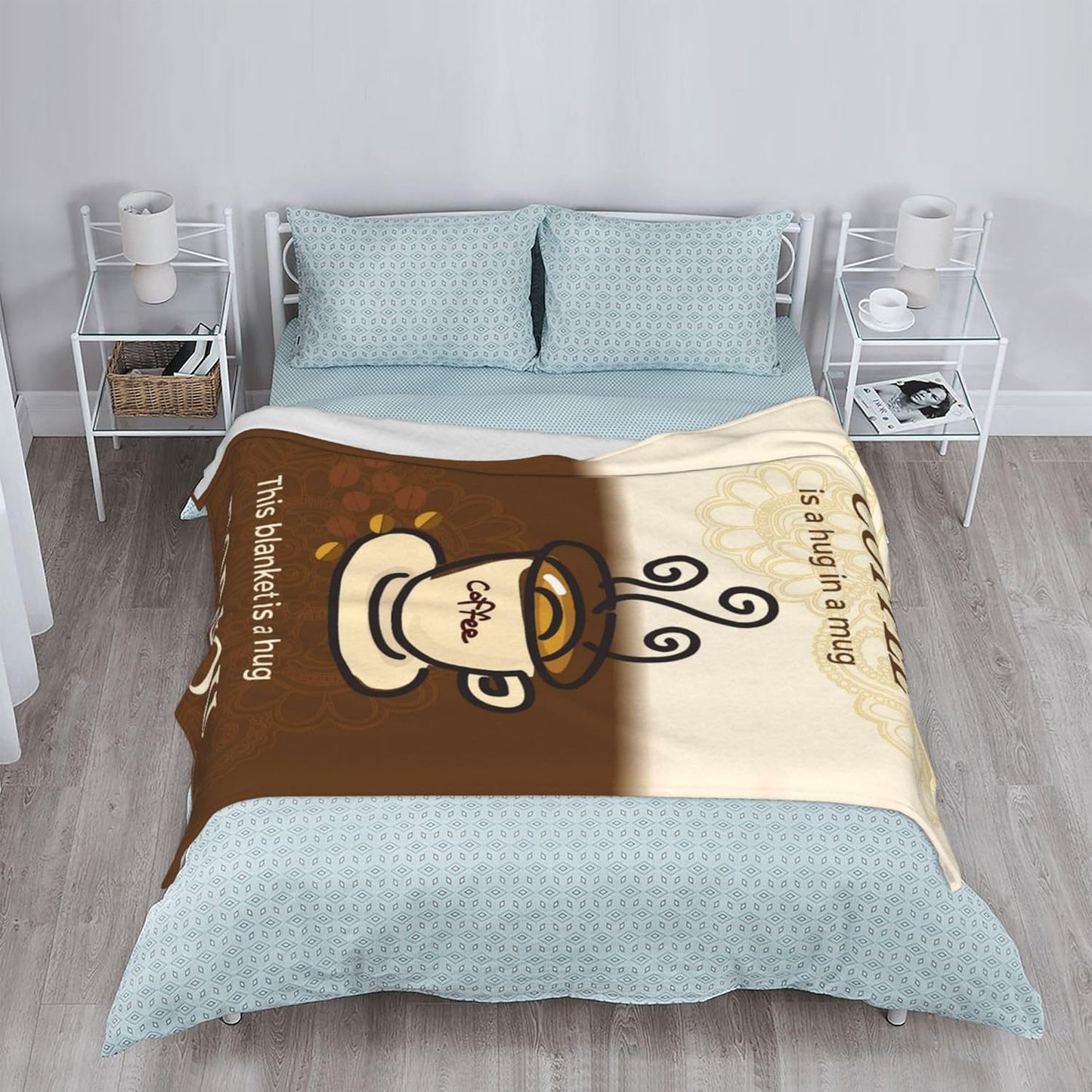 Coffee Lover Gifts, Gifts for Coffee Lovers, Cafe Gift Blanket 50"X60" for Bed Sofa Living Room Couch Home Decor, Hug Blanket for Women or Man
