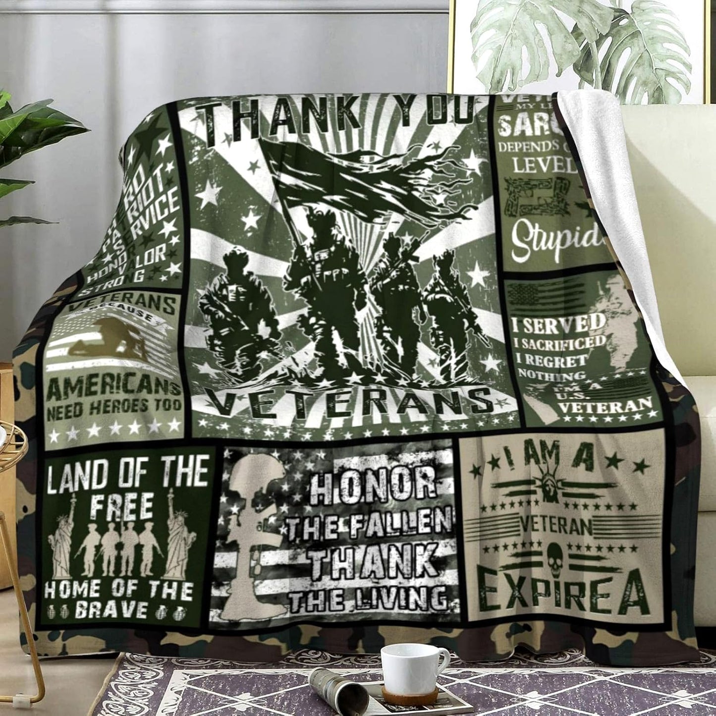 Gifts for Veterans, Veteran Blanket Veteran's Day Military Gifts,Vietnam Veteran Gifts, Ultra Soft Hard Head Veterans Throw Blankets Gifts for US Navy Army Marine 50"X40"