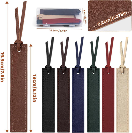 7 Pcs Leather Bookmark, Classic Stitched Bookmark with Leather Rope, Bookmarks for Men, Handmade Stitched Book Marks Page Markers for Book Reader Teachers Students School Office