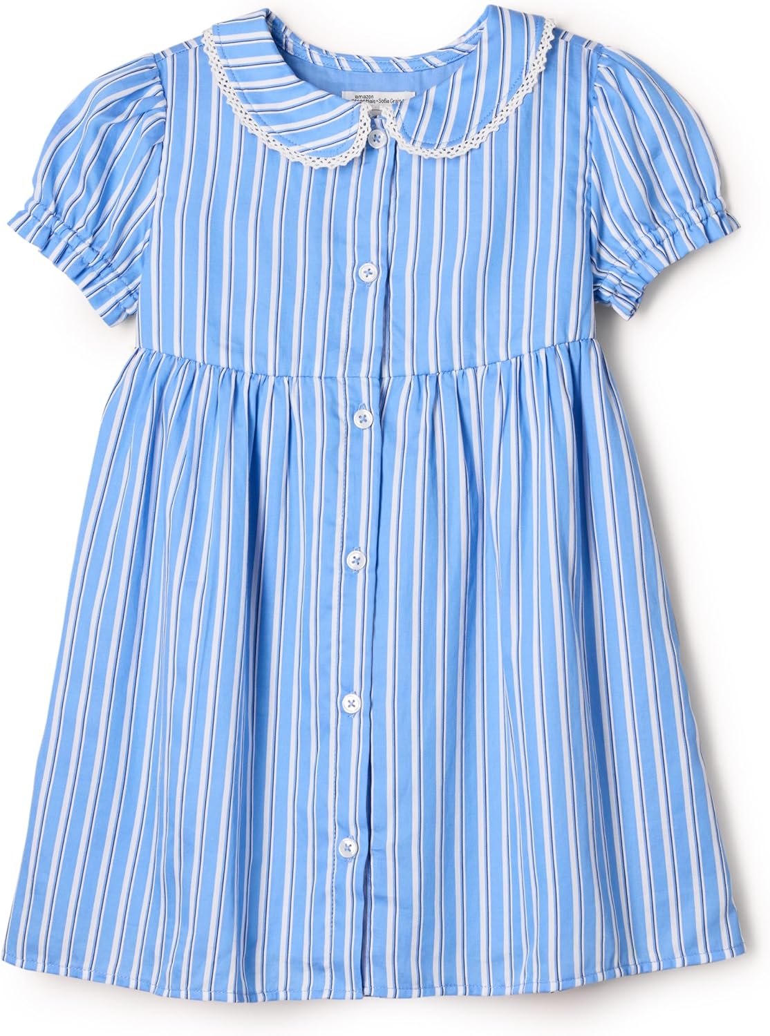 Amazon Essentials x Sofia Grainge Toddler and Baby Girls' Cotton Sateen Dress with Collar