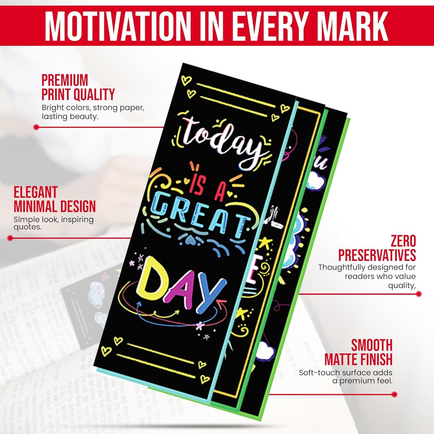 Iconikal 100-Count Inspirational, Motivational, Gratitude, Appreciation, Kindness & Encouragement Sayings Bookmarks