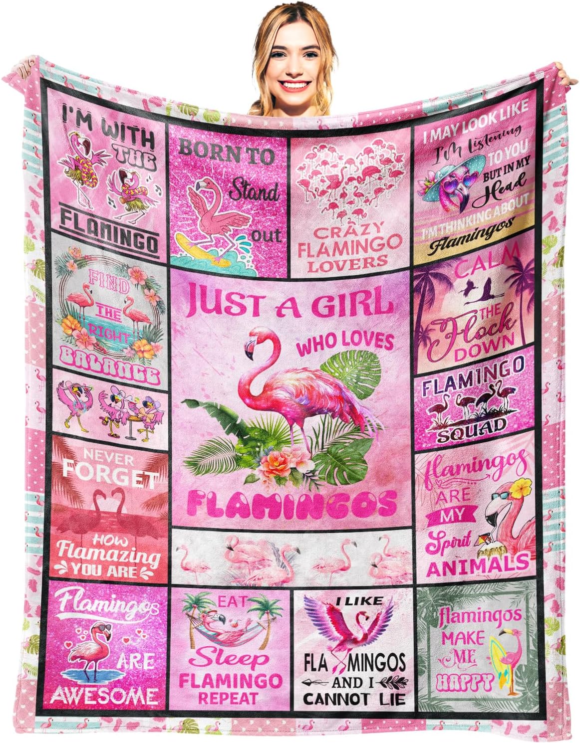 Flamingo Blanket Gifts for Women Girls Flamingo Lovers Stuff Birthday Gifts Decor Soft Flannel Throw Blanket 50" x 40"