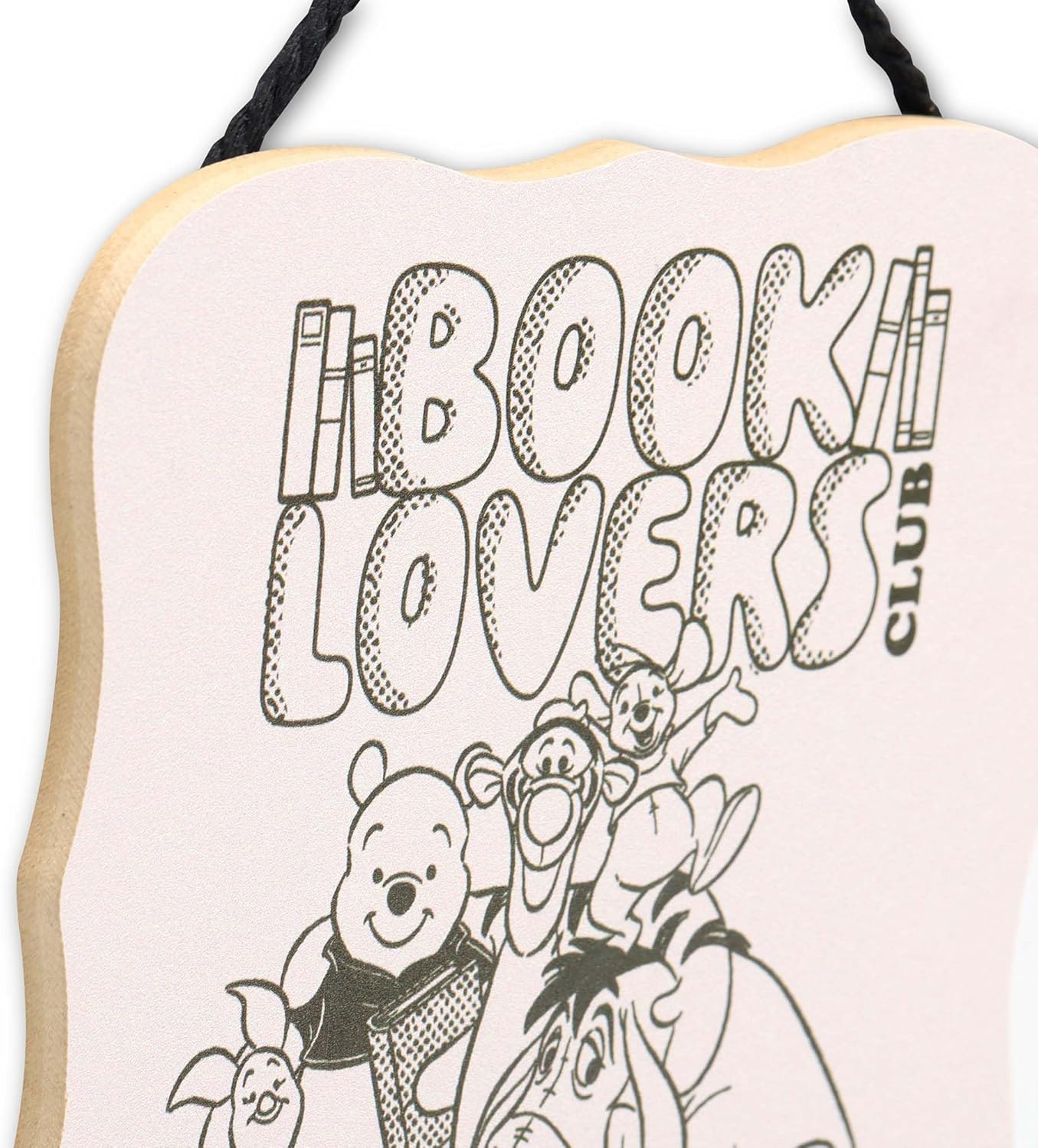 Disney Winnie the Pooh Book Lovers Club Hanging Wood Wall Decor - Cute Pooh and Friends Sign for Home or Classroom