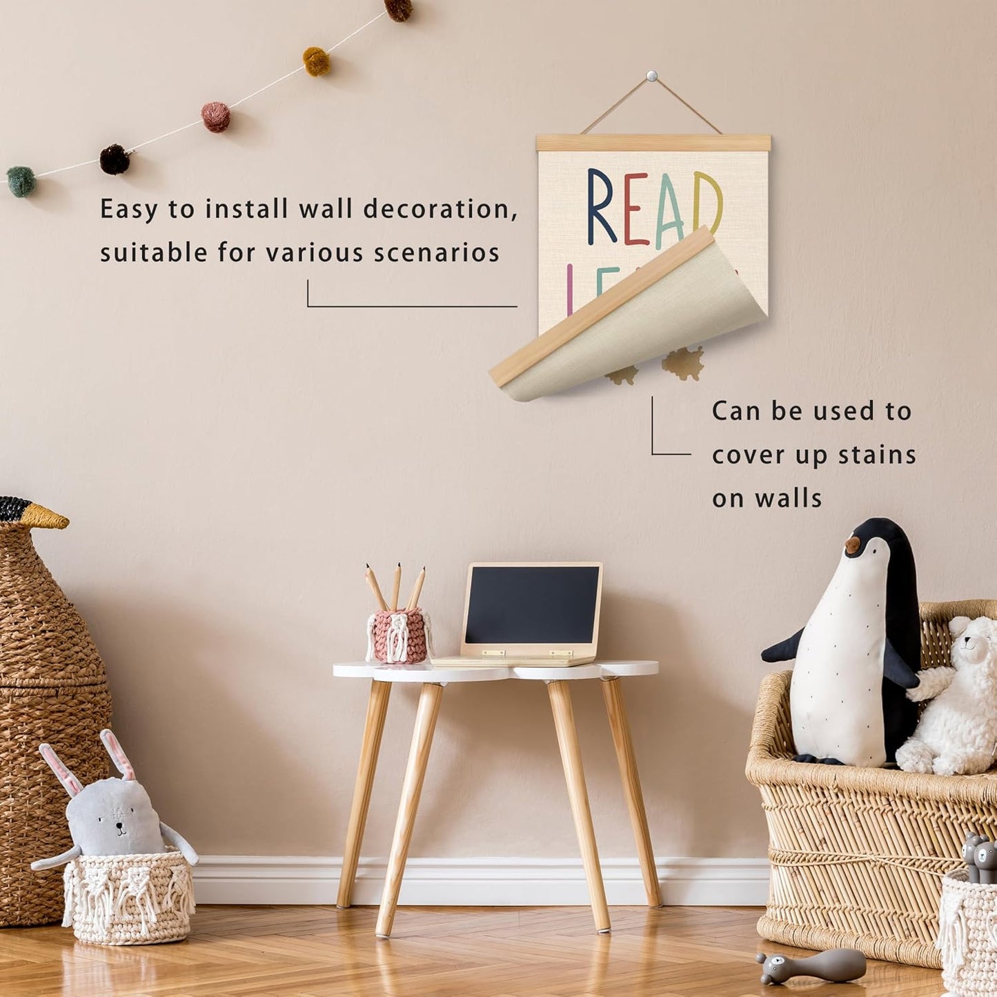 ROXMART Boho Classroom Educational Poster Hanger Frame, Reading Corner Nook Library Decor, Read Learn Grow Bookish Wall Art Prints Decor for Toddler Kids Room Nursery Playroom, 12x16 Inch