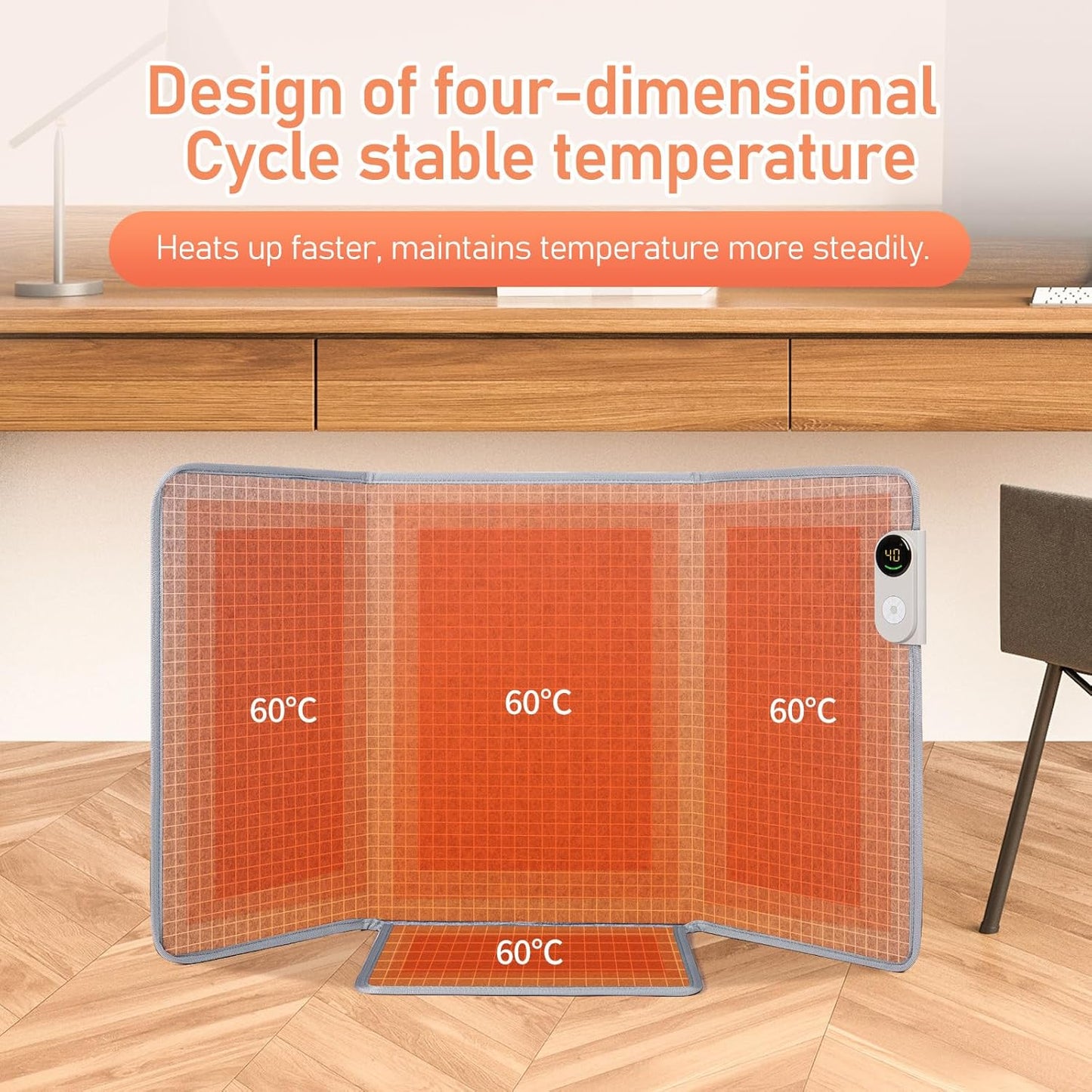 Under Desk Warmer Portable Space Heater, Leg Warmer Foot Warmer for Office & Home, Whisper Heat Foldable Energy Efficient With Thermostat Timer Auto Shut Off