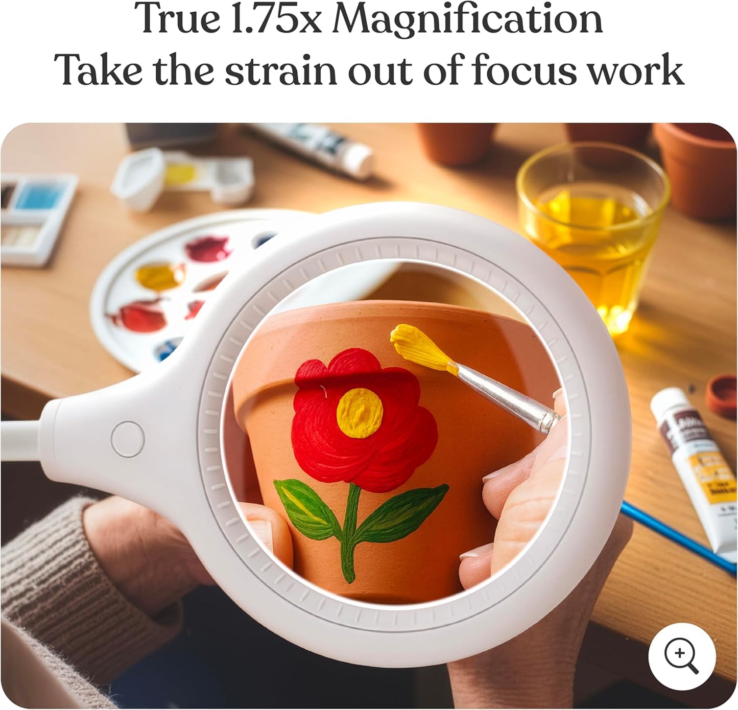 Brightech LightView Flex Magnifying Desk Lamp with Clamp, 1.75X Light Magnifier, Adjustable Magnifying Glass with Light for Crafts, Reading, Close Work