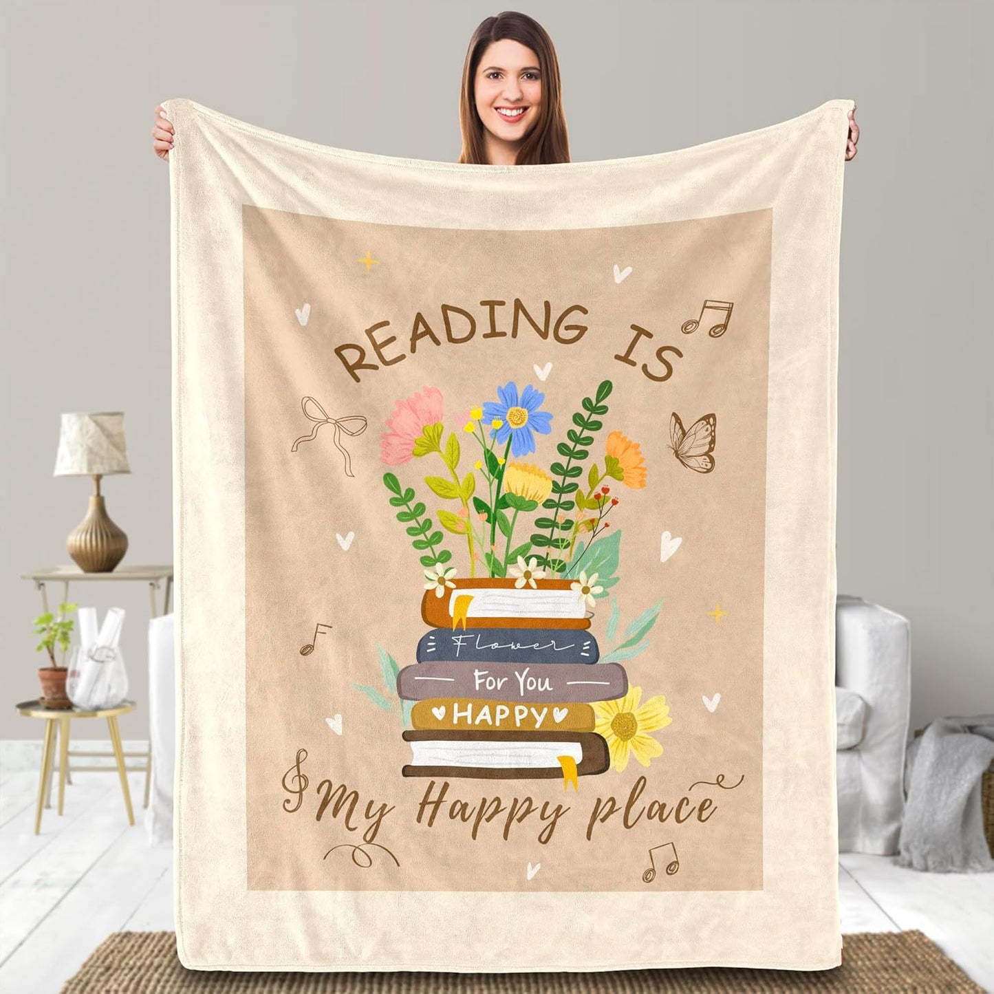 UFOORO Book Lovers Throw Blanket Gifts, Graduation Book Club Cozy Reading Throw for Her Him, Teacher Gifts for Women Men, Christmas Birthday Graduation Bookish Club 55 x70